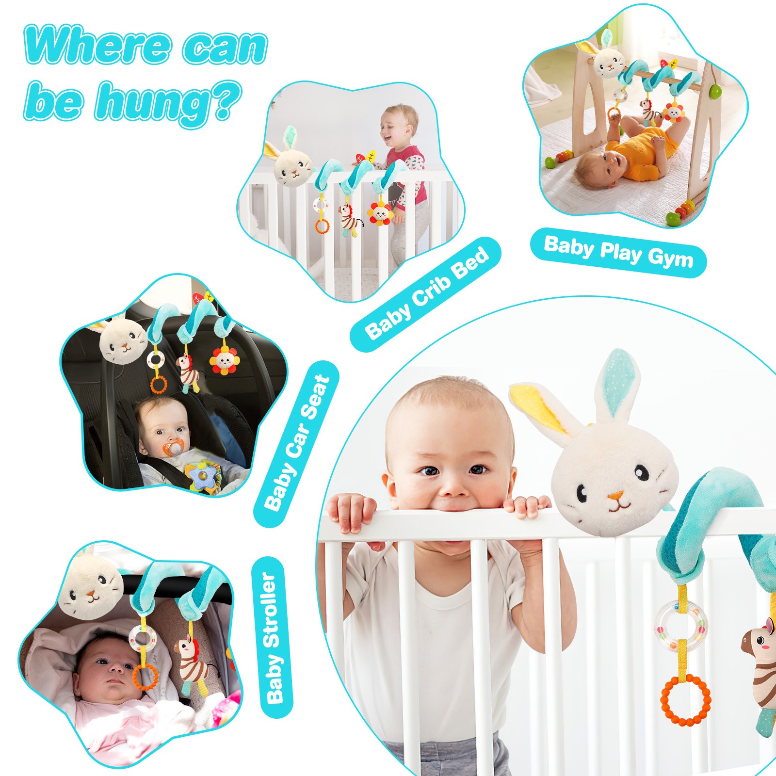 Car Seat Toys for Babies Baby Toys 3-6 Months Carseat Stroller Toy Developmental