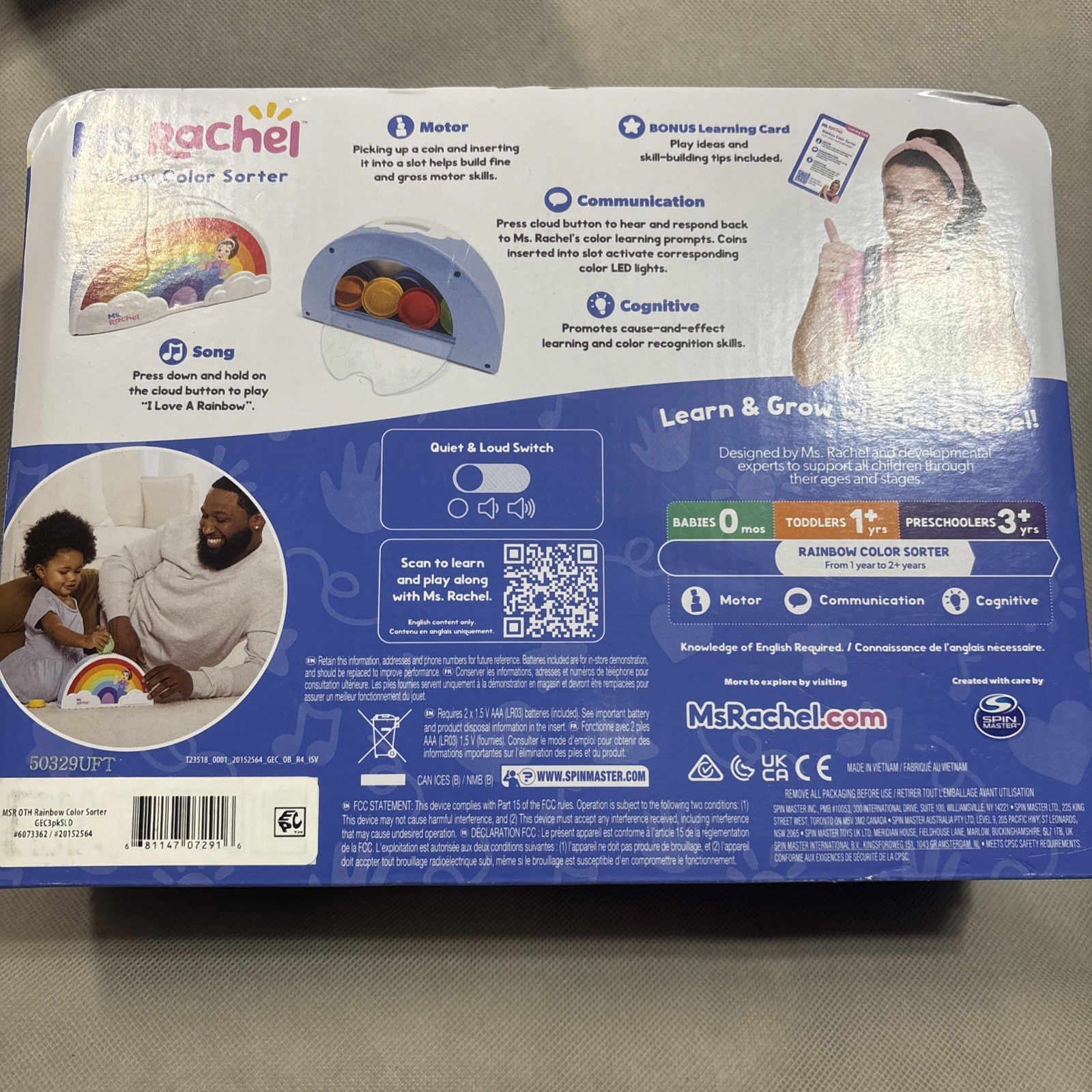 Ms. Rachel Official Electronic Rainbow Color Sorter with Lights Miss