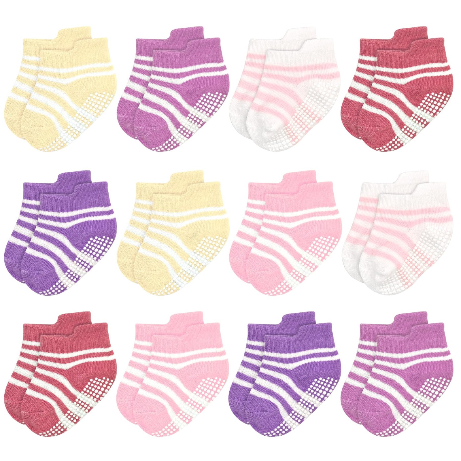 Non Slip Toddler Baby Socks 12 Pairs Anti Skid Ankle Socks for Girls Boys Gri…