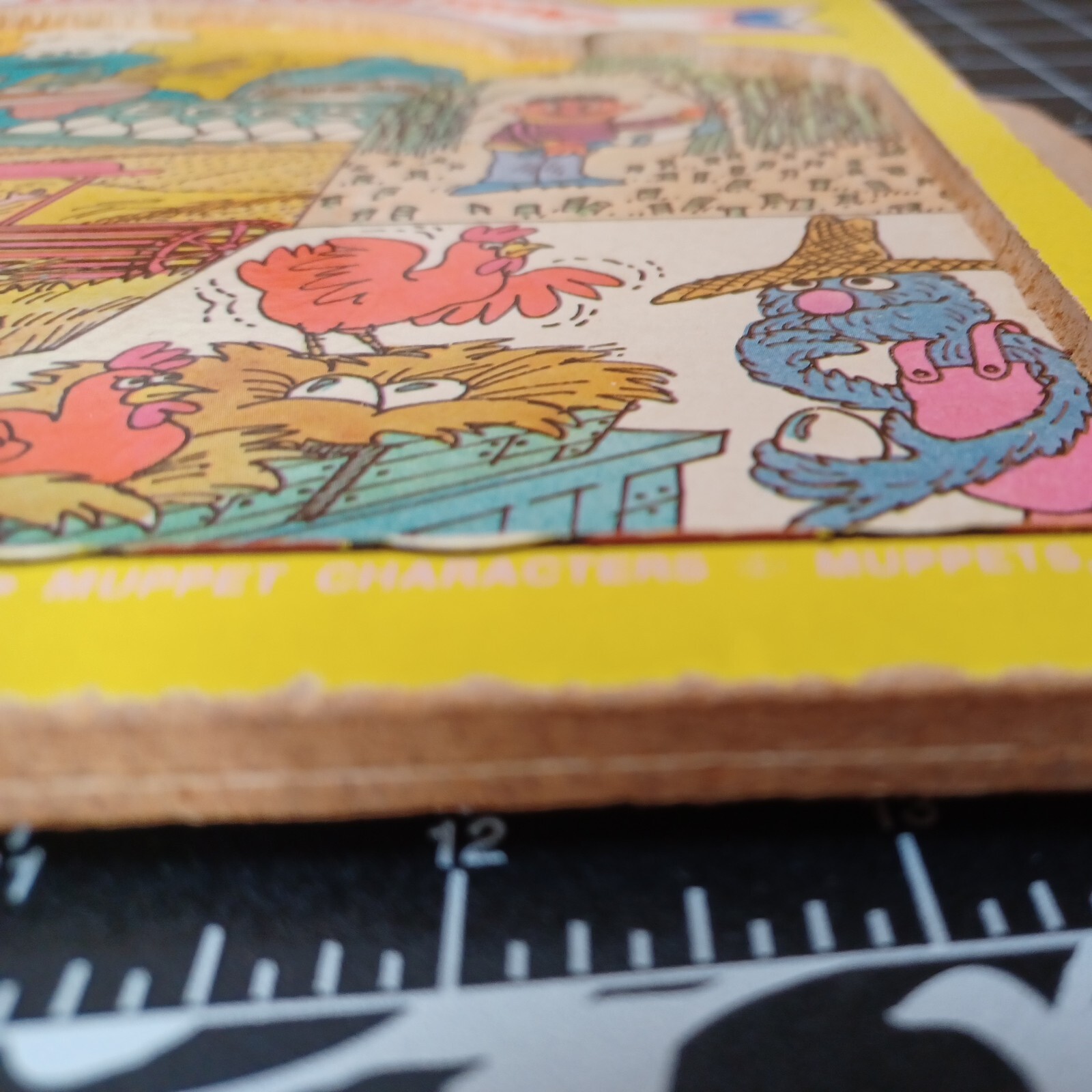 USED vintage wooden puzzle Playskool Sesame Street Cookie Monster big bird