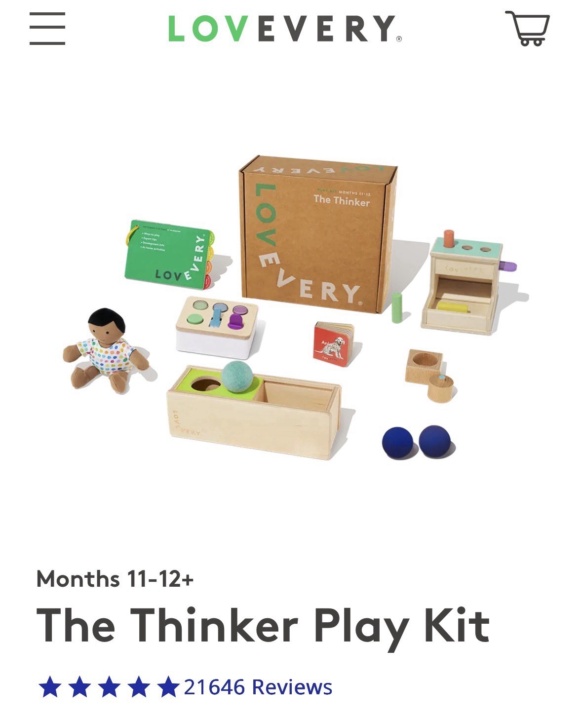 Lovevery The Thinker Play Kit For Ages 11 & 12 Months Learning – COMPLETE Set