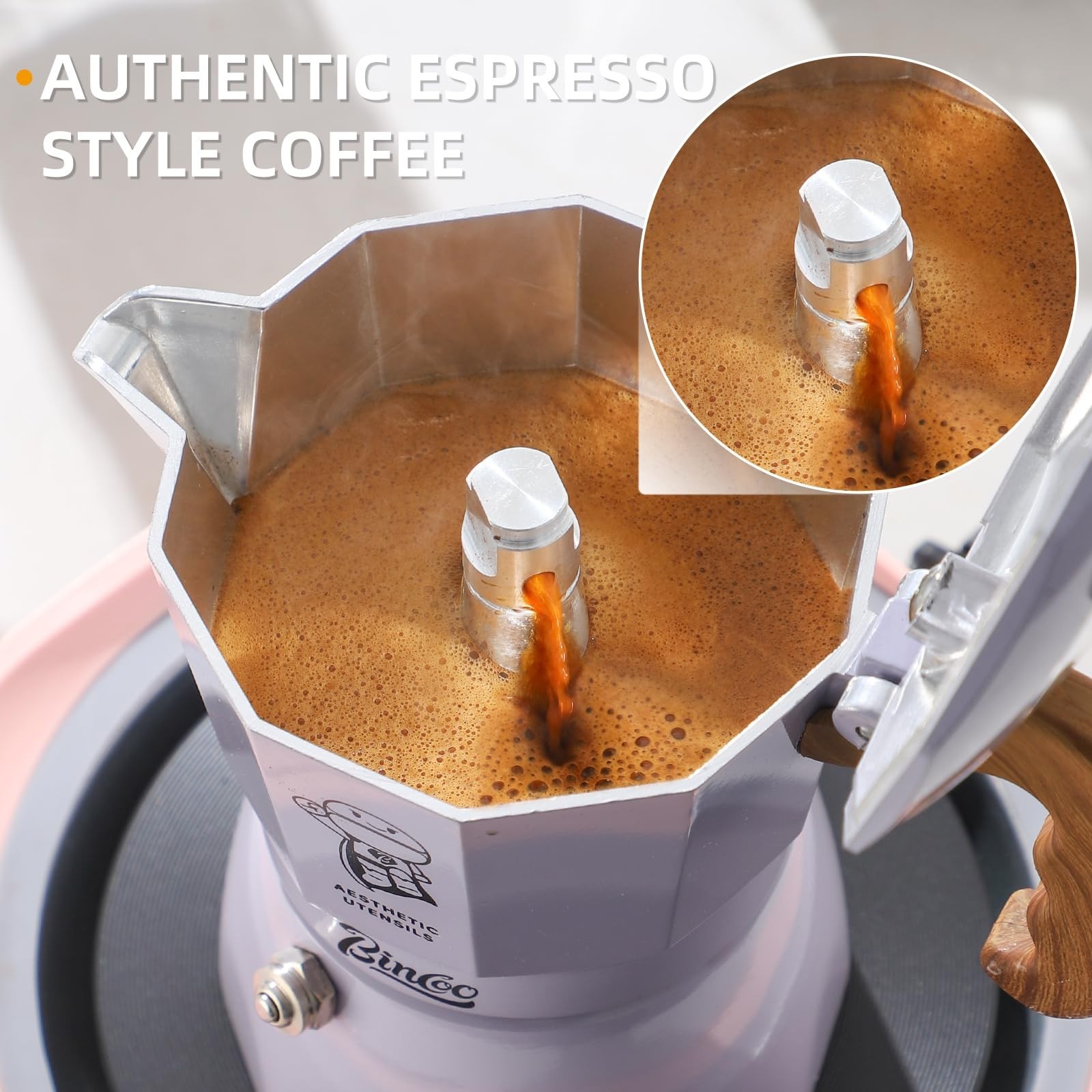 Bincoo Espresso Maker Stovetop – 2 Cup/120ML Small Stove Top Espresso Italian…