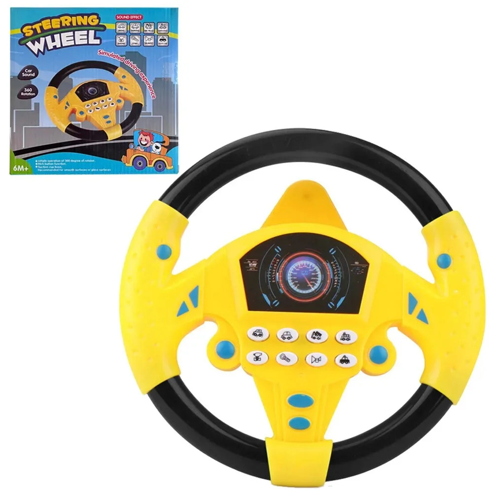 Infant Electric Steering Wheel Toy with Lights and Sounds for Early Learning