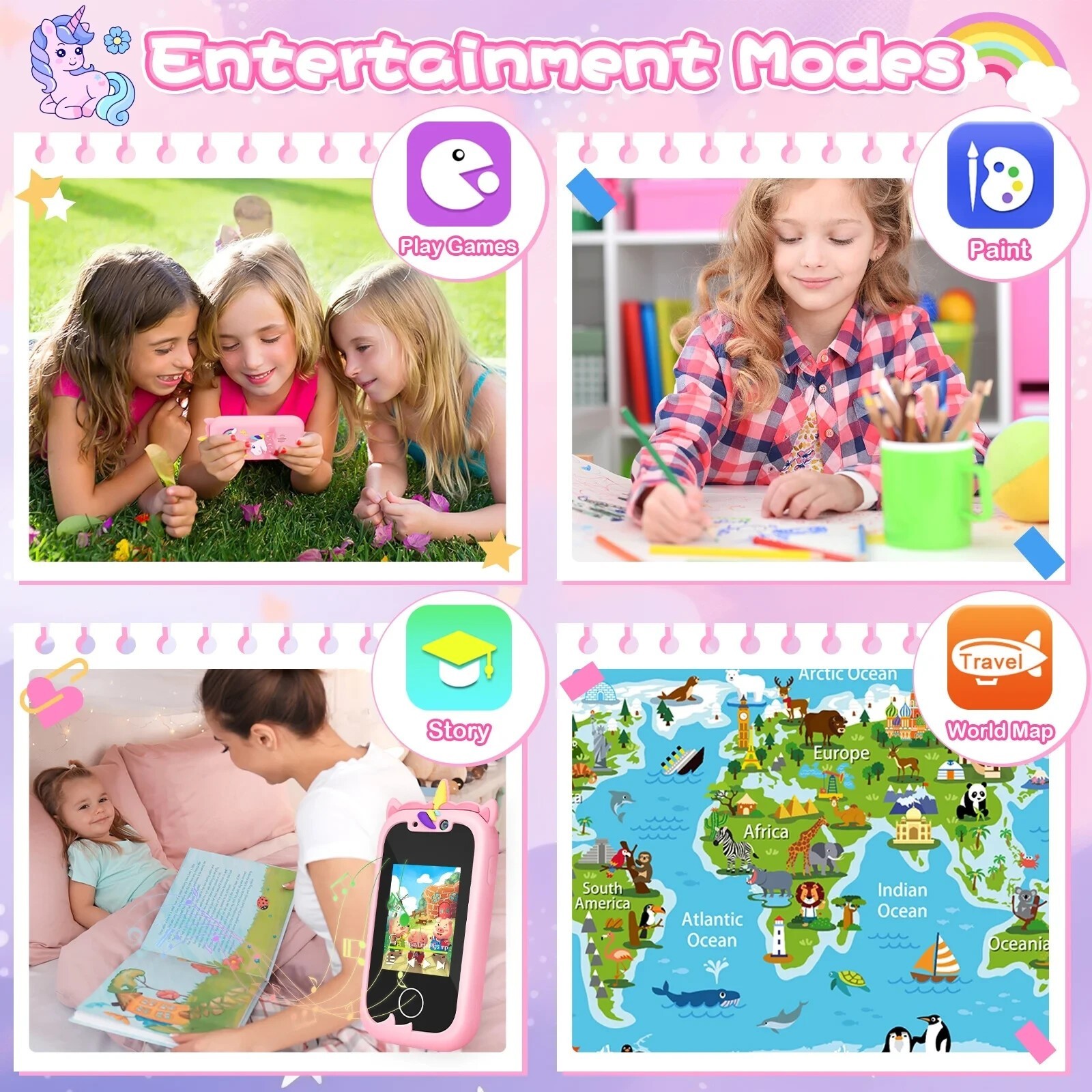 Kids Smart Phone Toys for Girls Ages 3-7 with Dual Camera – Toddler Phone Toys