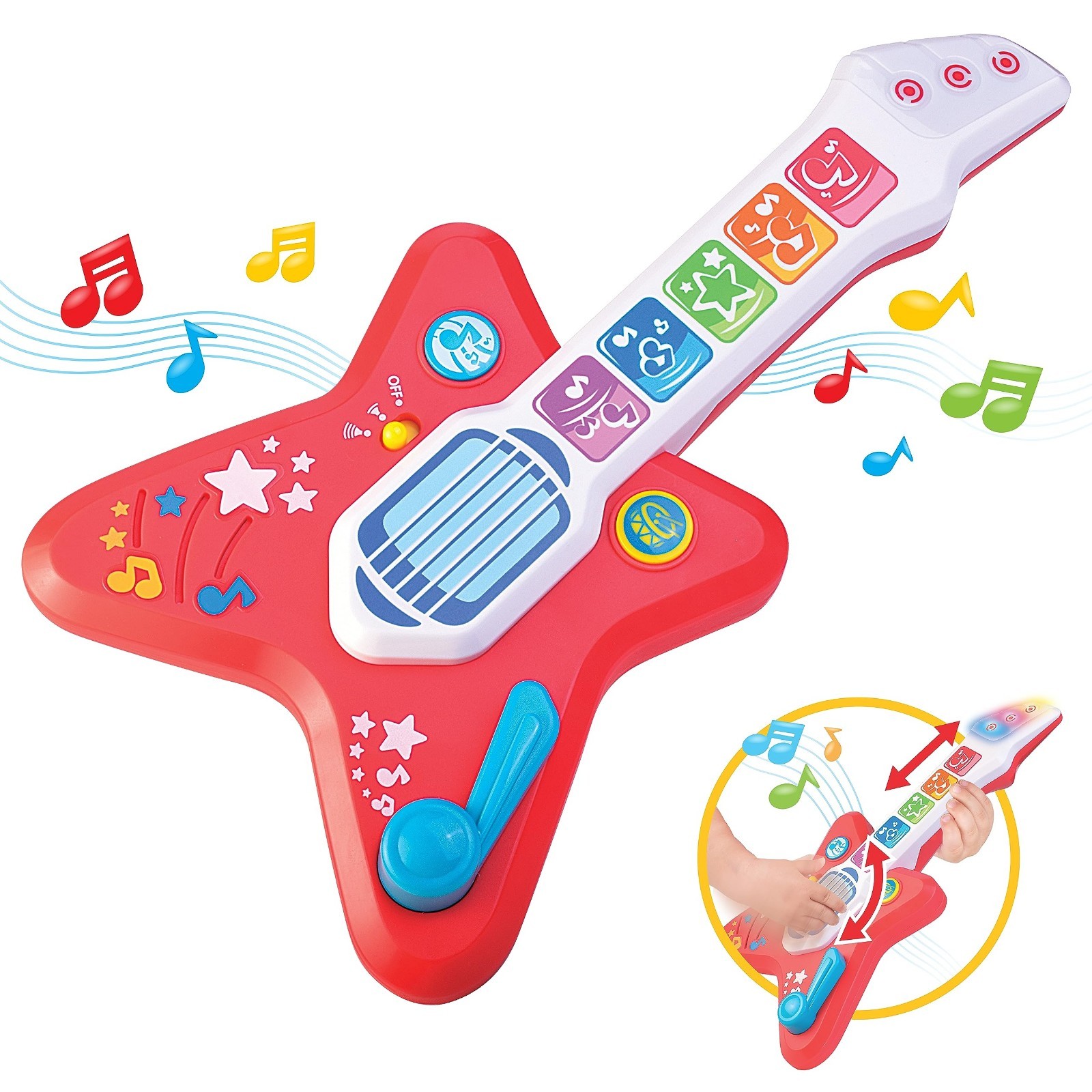Magic Touch Guitar, Toddler Light Up Music Toy with Volume Control, Infant Touch