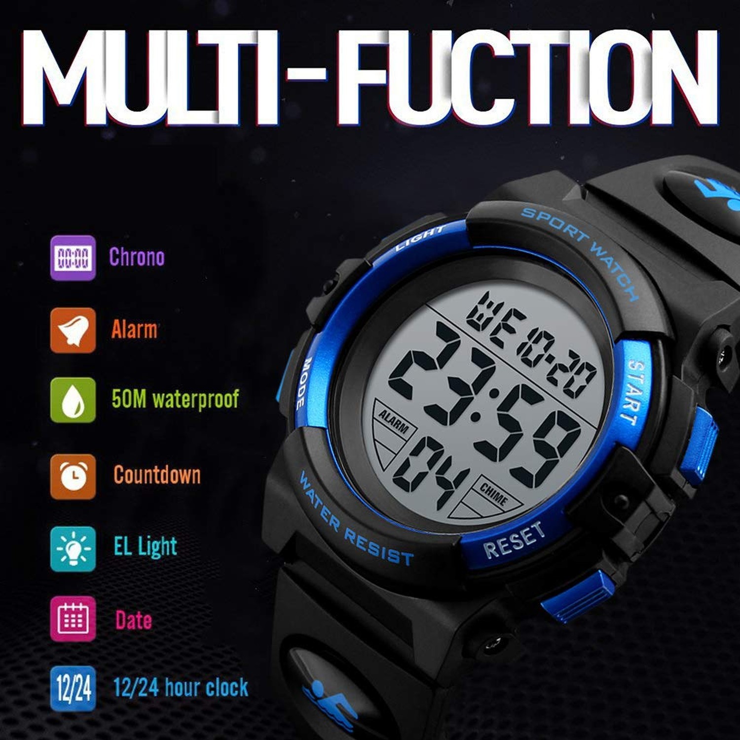 Kids Digital Watch, Boys Sports Waterproof Led Watches with Alarm Wrist Watch…