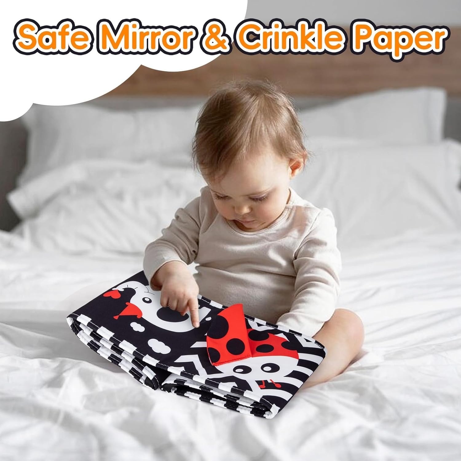 Cawgug Black and White High Contrast Baby Toys for Newborn Brain Development Tum