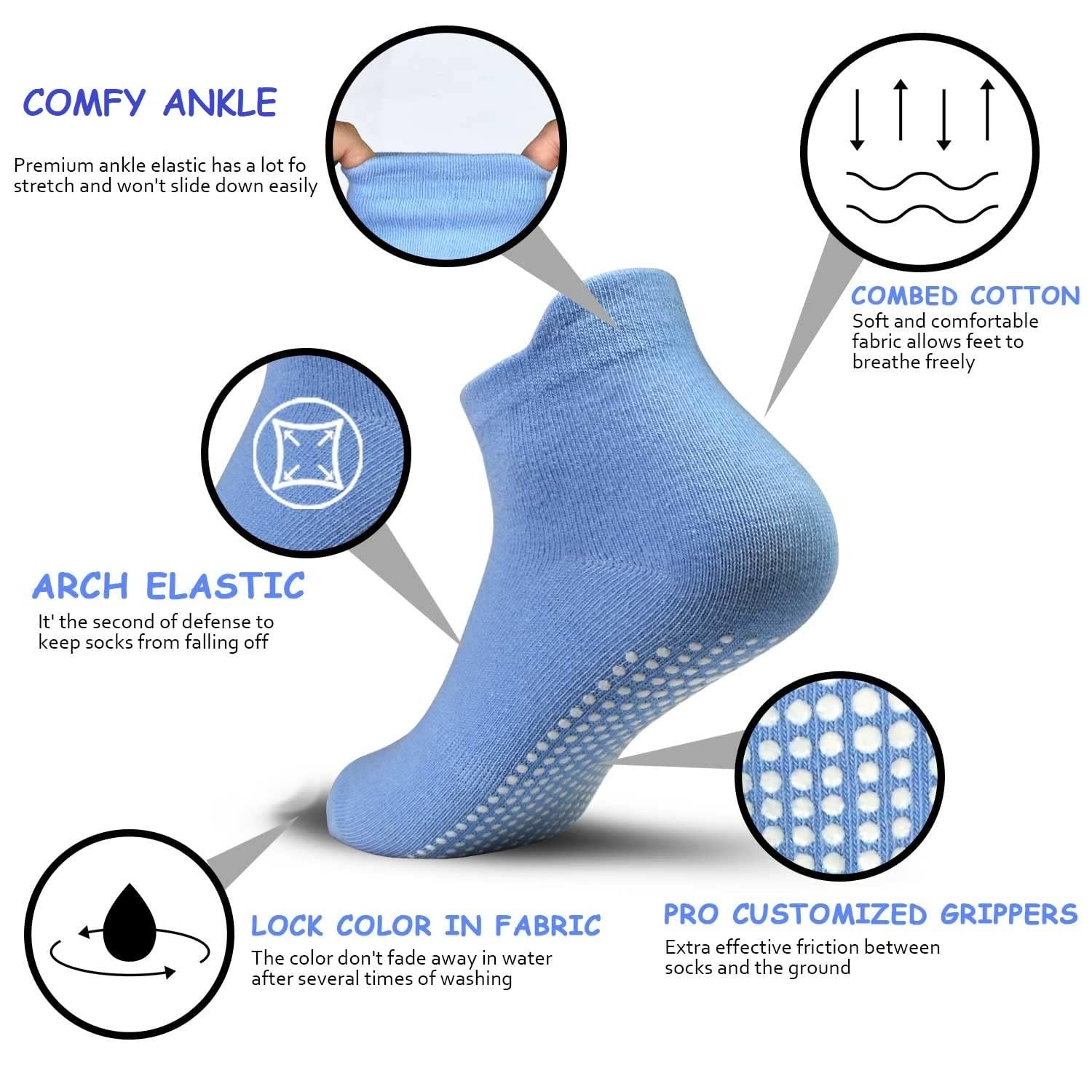 Non Slip Toddler Baby Socks 12 Pairs Anti Skid Ankle Socks for Girls Boys Gri…