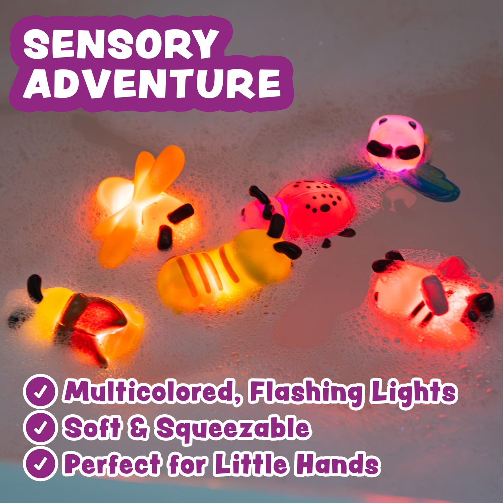 Tub Works® Bugs™ Light Up Bath Toys, 6 Pack | Water-Activated Multicolored