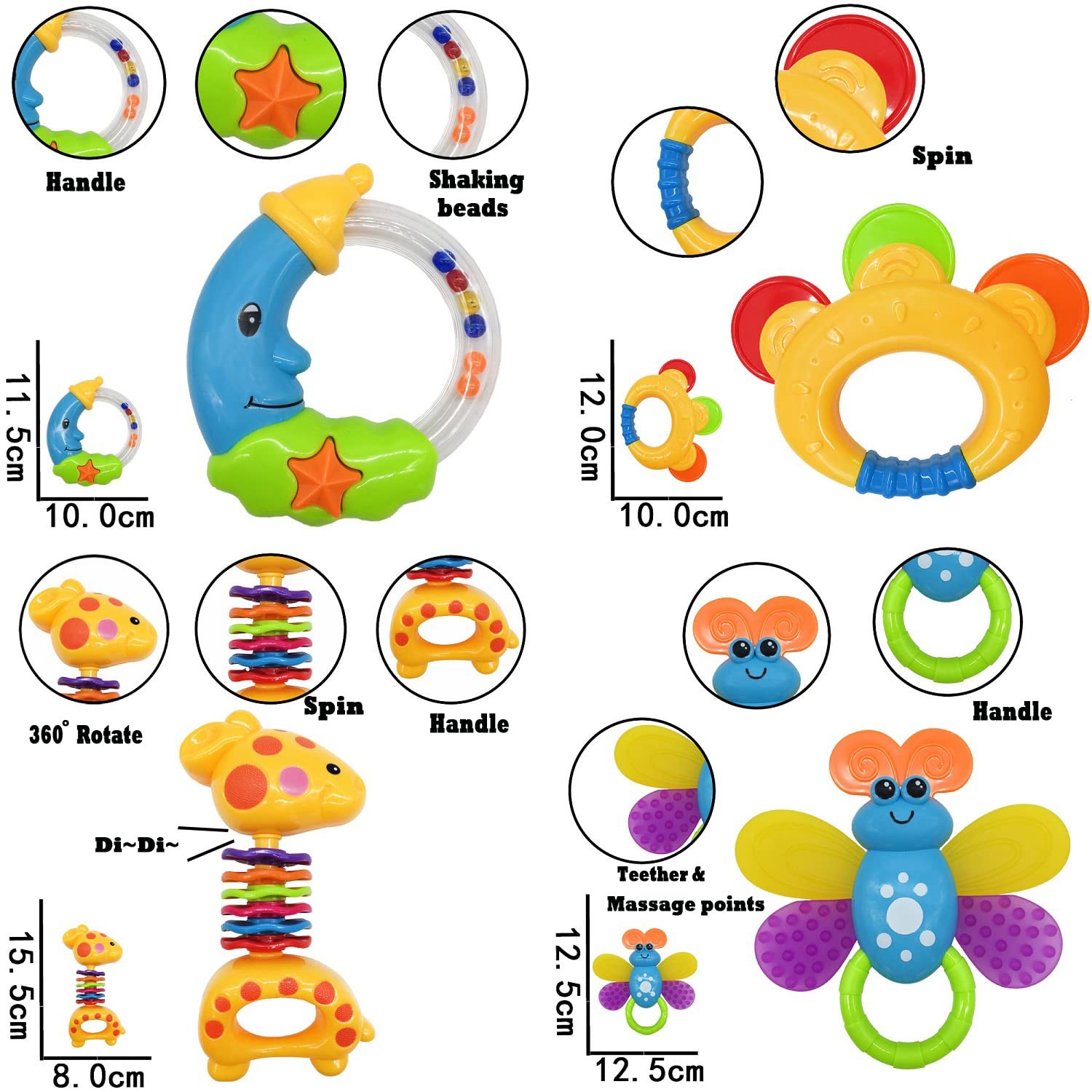Baby Toys 0-6 Months Infant Toys 0-3 Months Infant Rattles Baby Rattle Teethe…