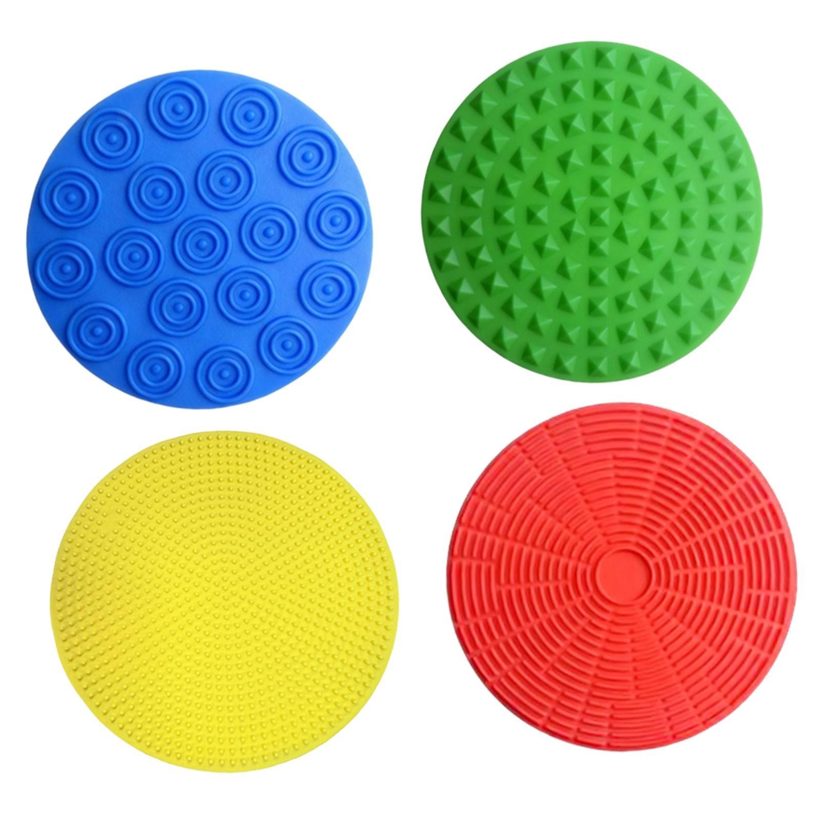 4 Pieces Silicone Sensory Mats Silicone Tactile Pad Travel Toy Sensory Stepping