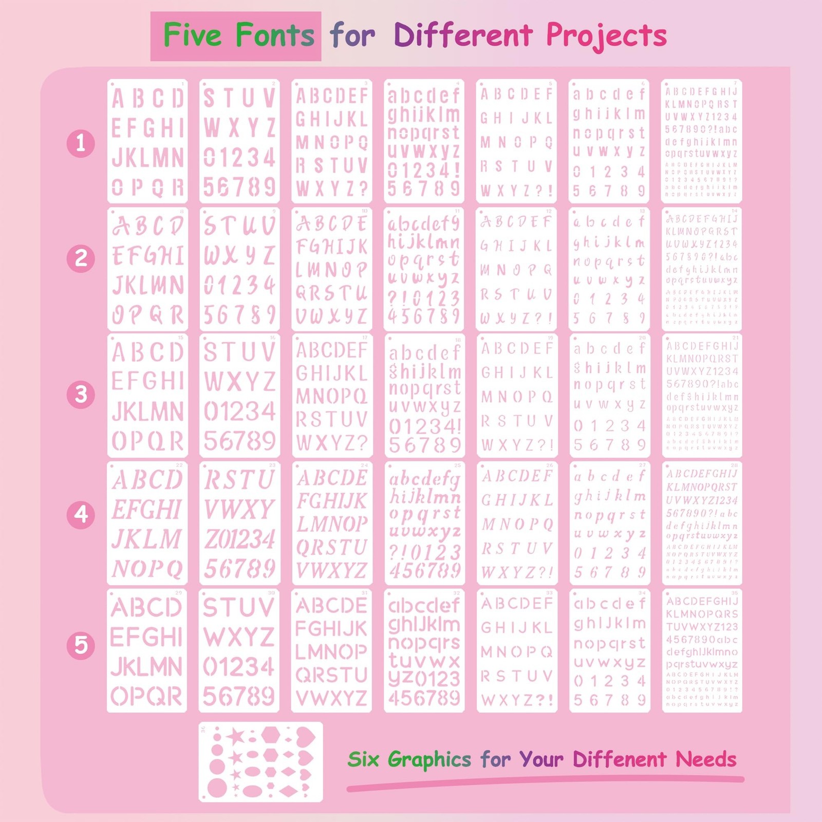 Small Letter Stencils for Painting-36 Pcs 1/4, 1/2, 3/4, 1, 5/4 Inch Reusable…