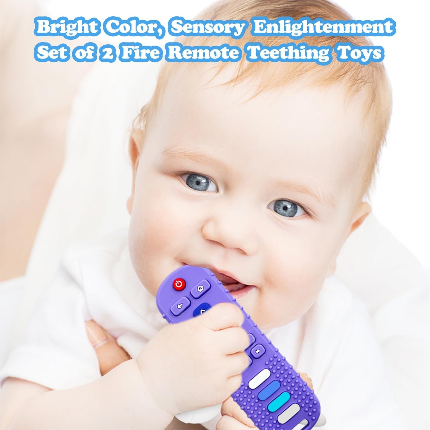 ERSIHUA 2-Pack Silicone Baby Teething Toys, TV Remote New-F Black+R Purple