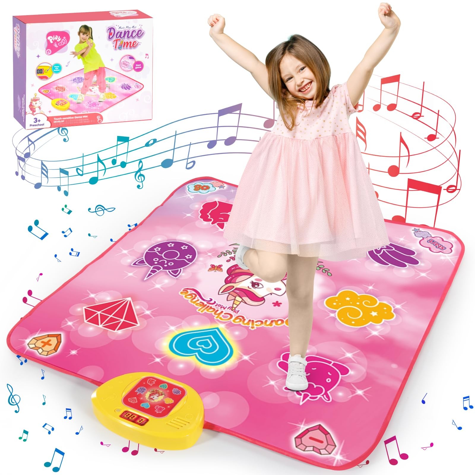 Juguetes de unicornio para niñas de 4 a 6 años, volumen ajustable con LED