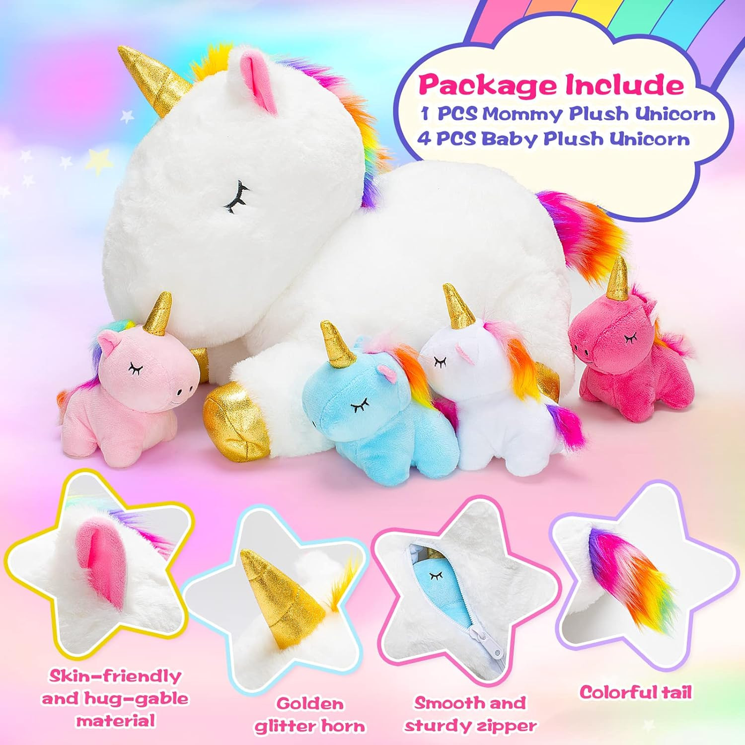 Toys for Girls Ages 0 1 2 3 4 5 6 7 8+ Years – Unicorn Mommy Stuffed Animal with