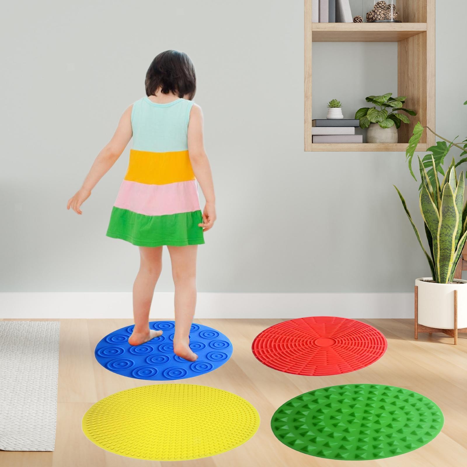 4 Pieces Silicone Sensory Mats Silicone Tactile Pad Travel Toy Sensory Stepping