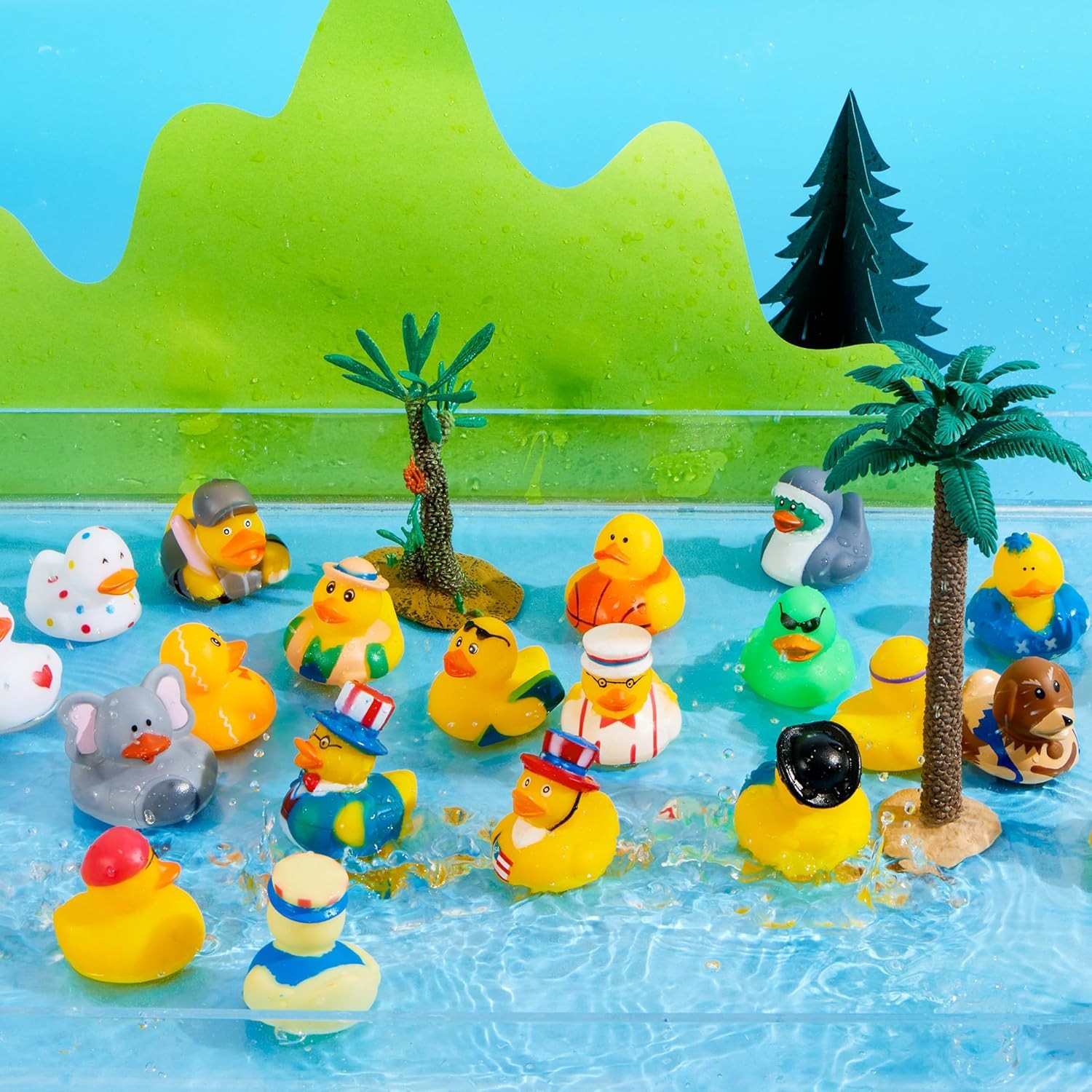 JOYIN 15 Pcs Rubber Ducks, Random Assortment Ducks Bulk with Mesh Carry Bag,…