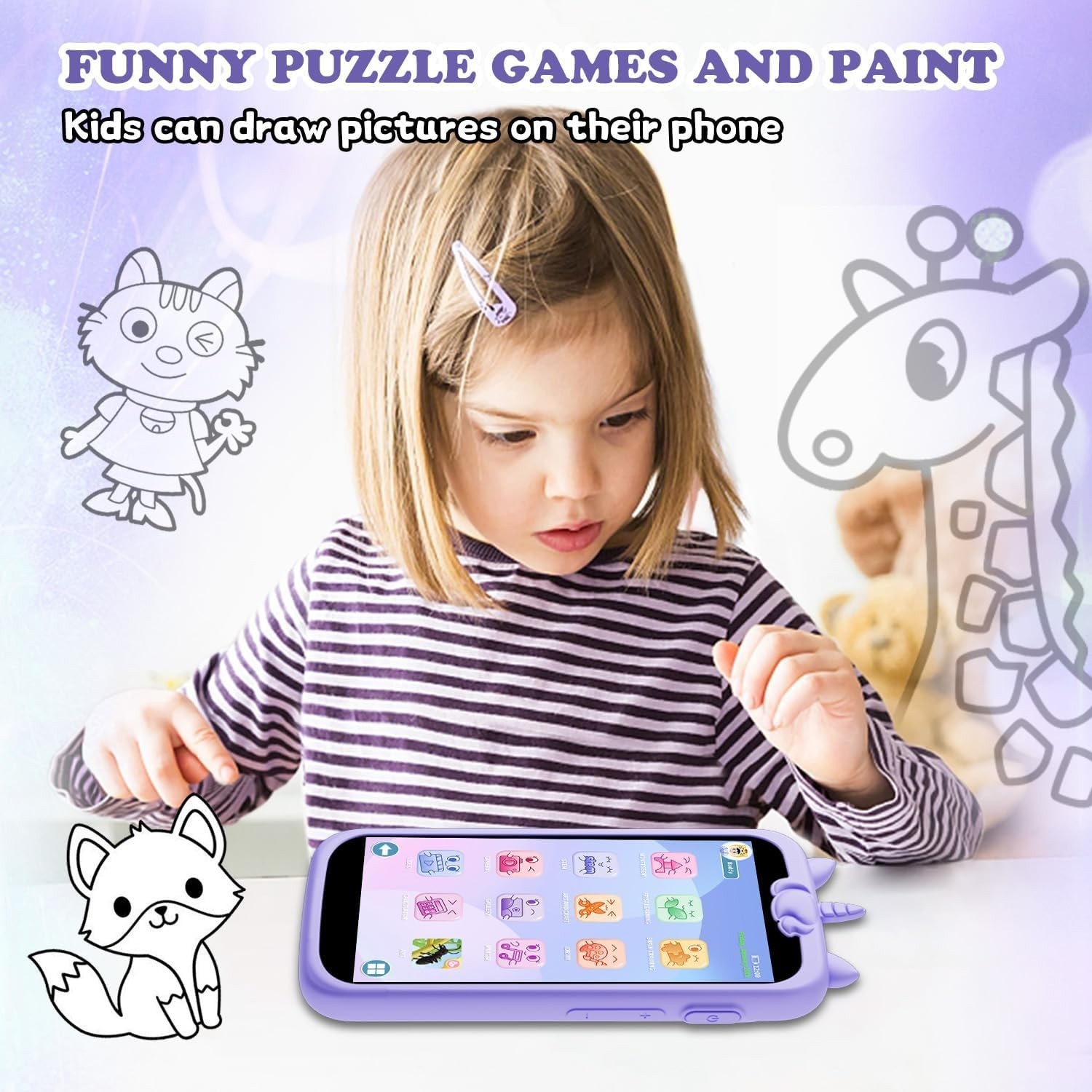 Kids Toys Phone, 3.97″ Touchscreen Mini Phones for Kids, Learning Phone Puzzl…