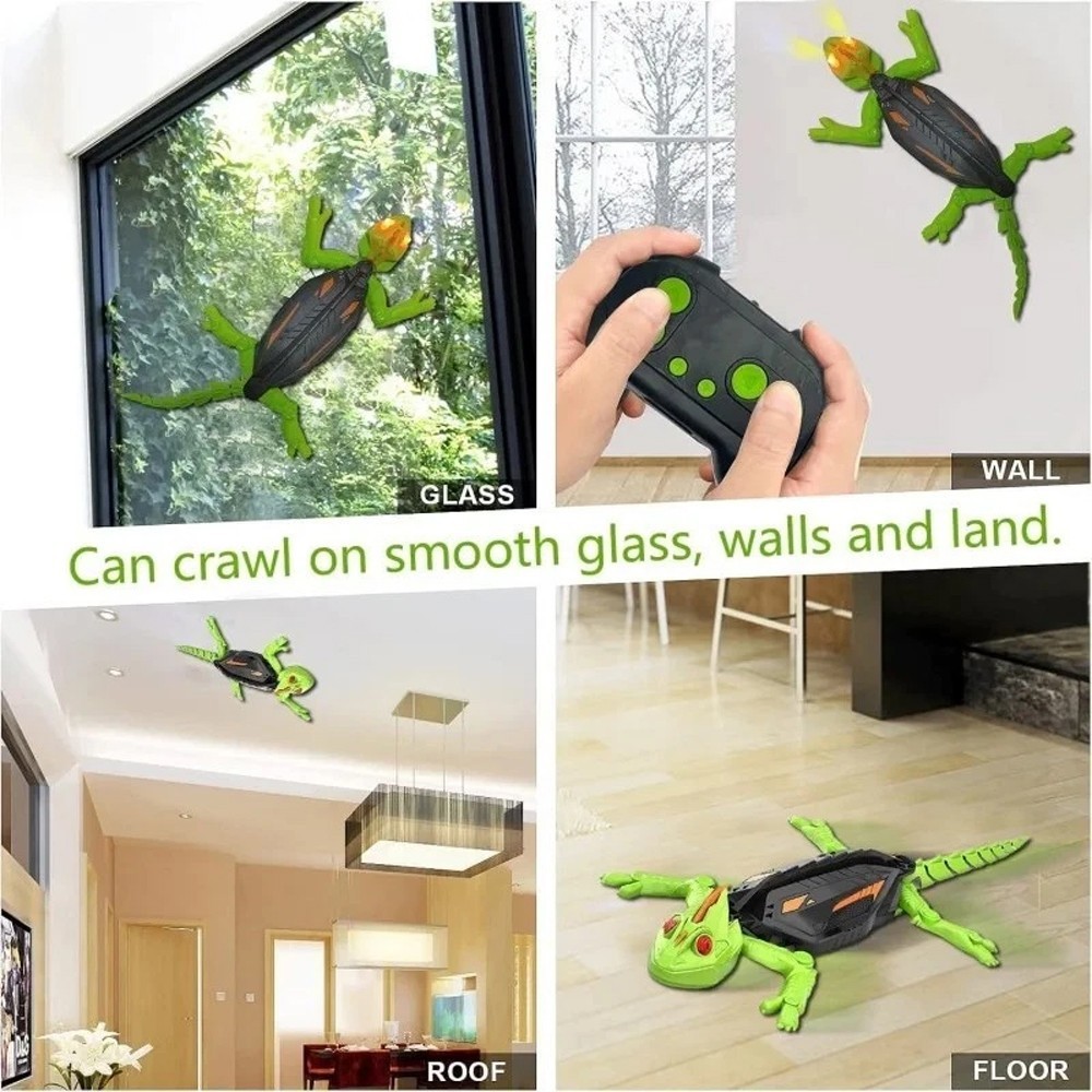 RC Lizard Wall Climbing Kids Toy LED Eyes Remote Control Chameleon Plaything US