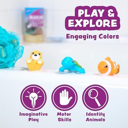 Tub Works® Marine™ Mold Free Bath Toys, 6 Pack | Sealed, No Hole Bath Toys De