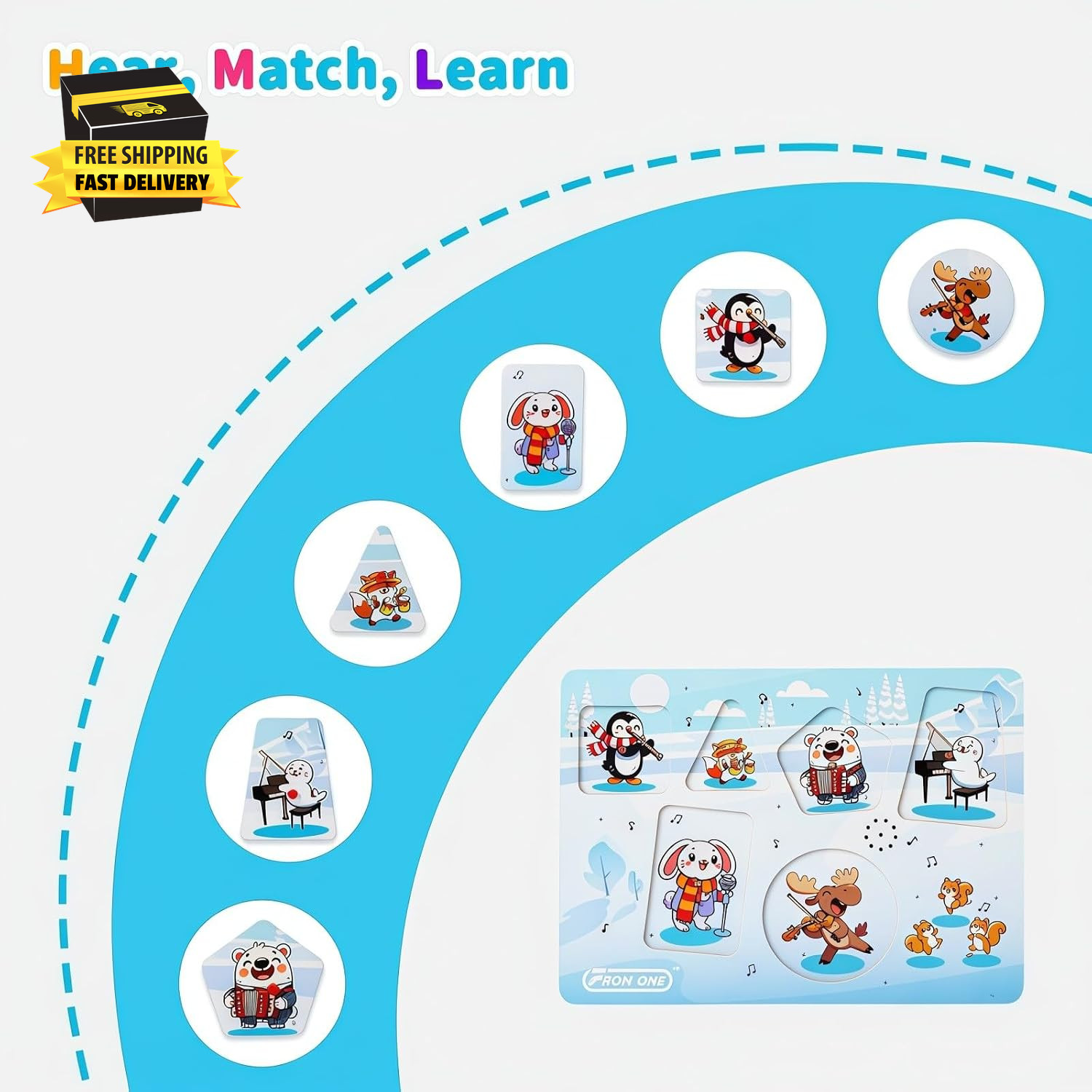 Wooden Sound Puzzles for Toddlers 1-5 with 6 Arctic Animals & Music | 6 Arctic A