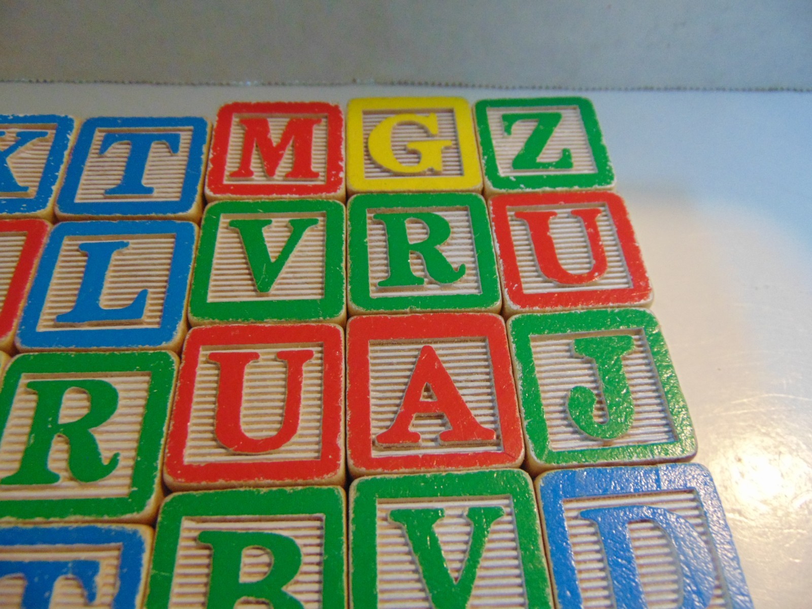 48- Colorful Wooden Childrens Letter Blocks.