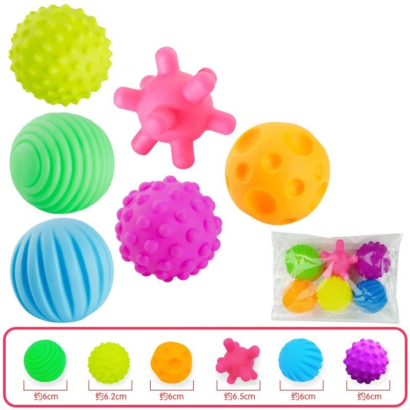 6PCS Baby Sensory Textured Balls Soft Tactile Massage Grip Toy Kids Gift Set