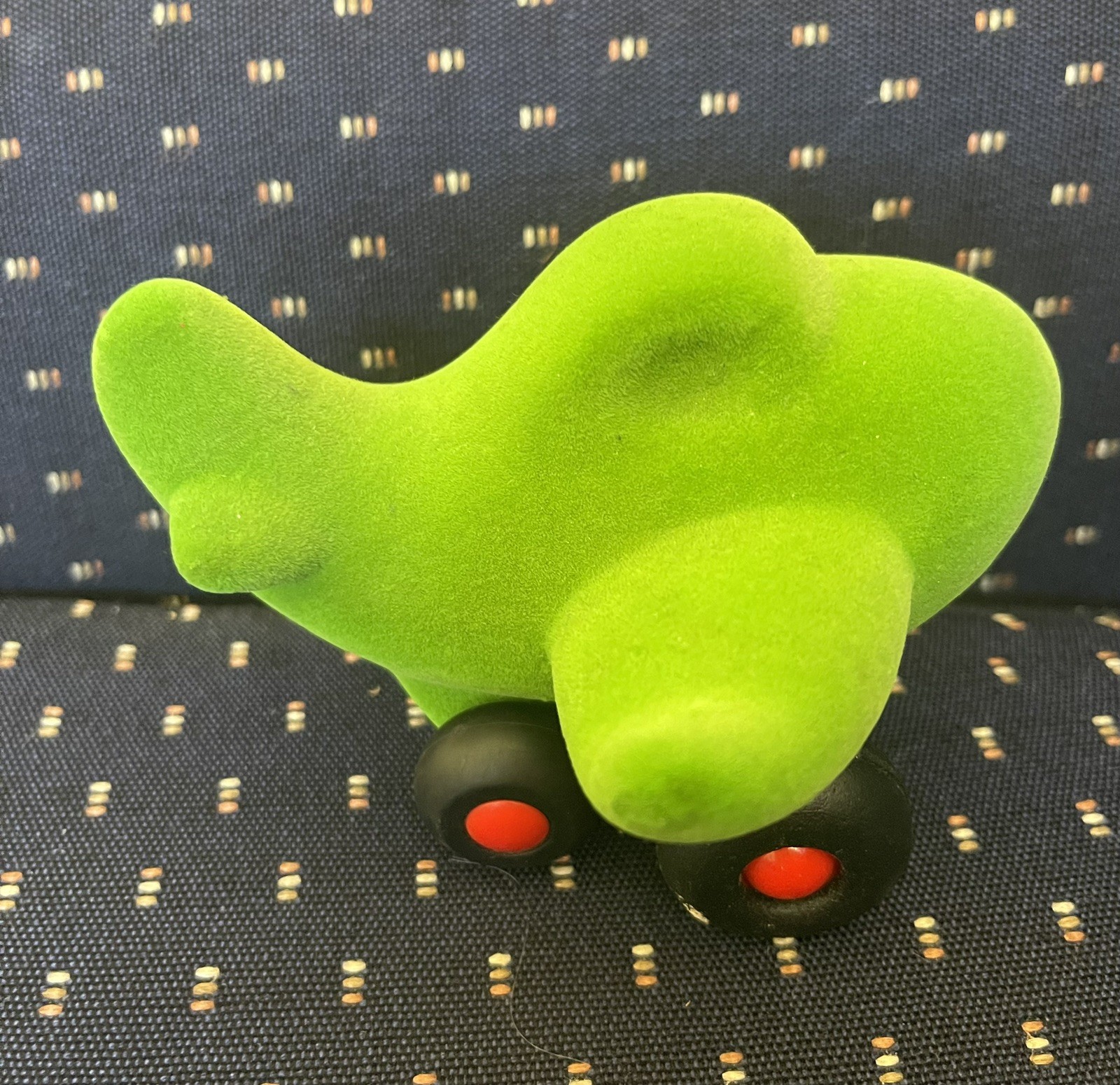Rubbabu Soft Sensory Toy Green Airplane Flocked Rubber Toddler Vehicle 4”