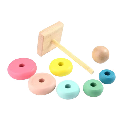 Wooden Stacking Ring Toy – Educational Rainbow Baby Stacker