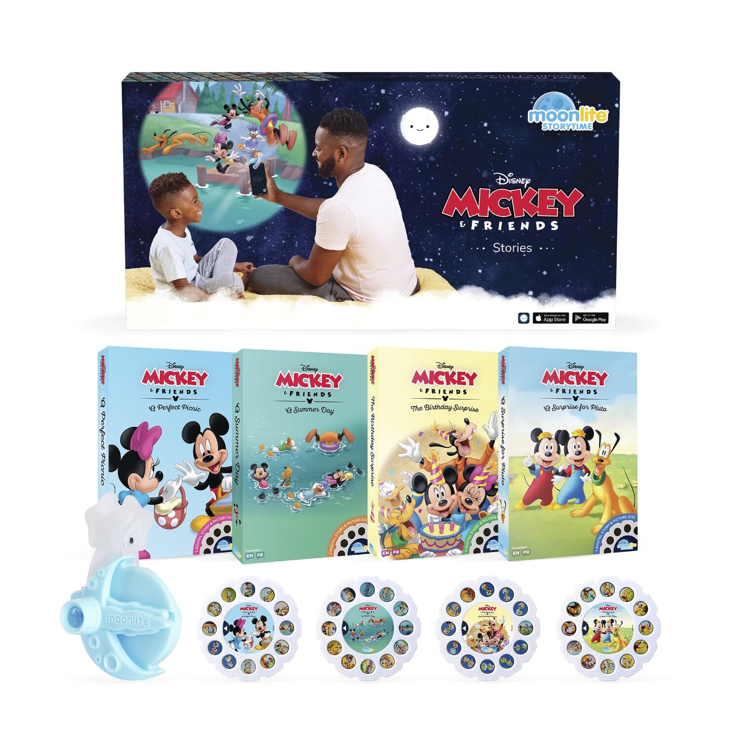 4 Pack Interactive Storytelling Toy with Projector Music Mickey Mouse Friends