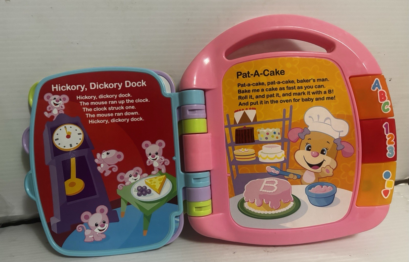 Fisher Price Pink Storybook Rhymes Electronic Book Letters Colors Shapes Numbers