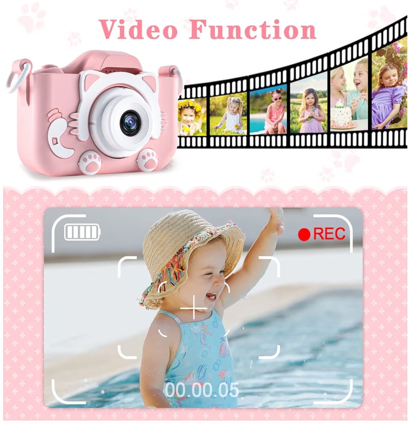 Camera Toys for 3-8 Year Old Girls (Pink)