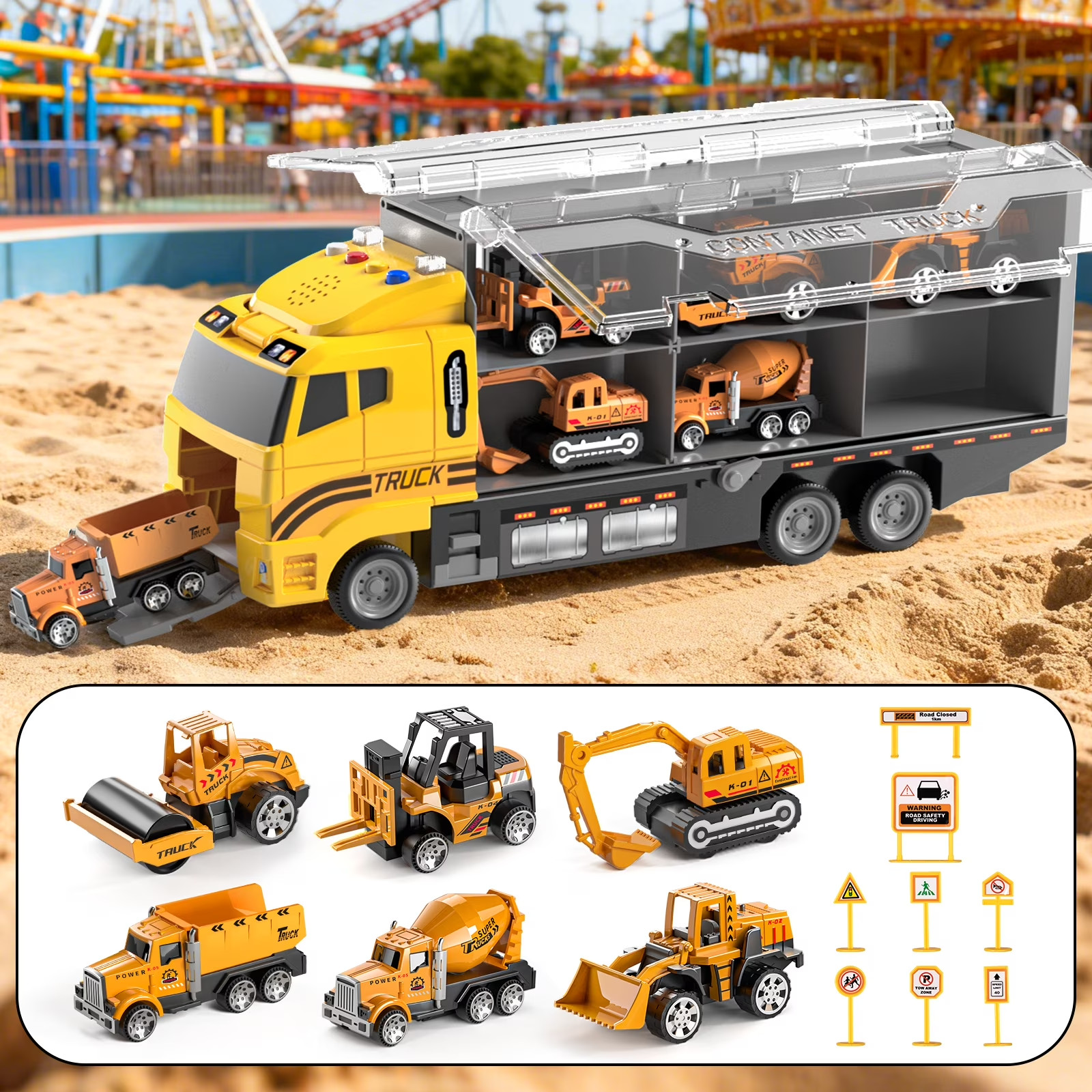 Lucky Doug Construction Truck Toys for Toddler Boys Agees 2-8, Boy Construction