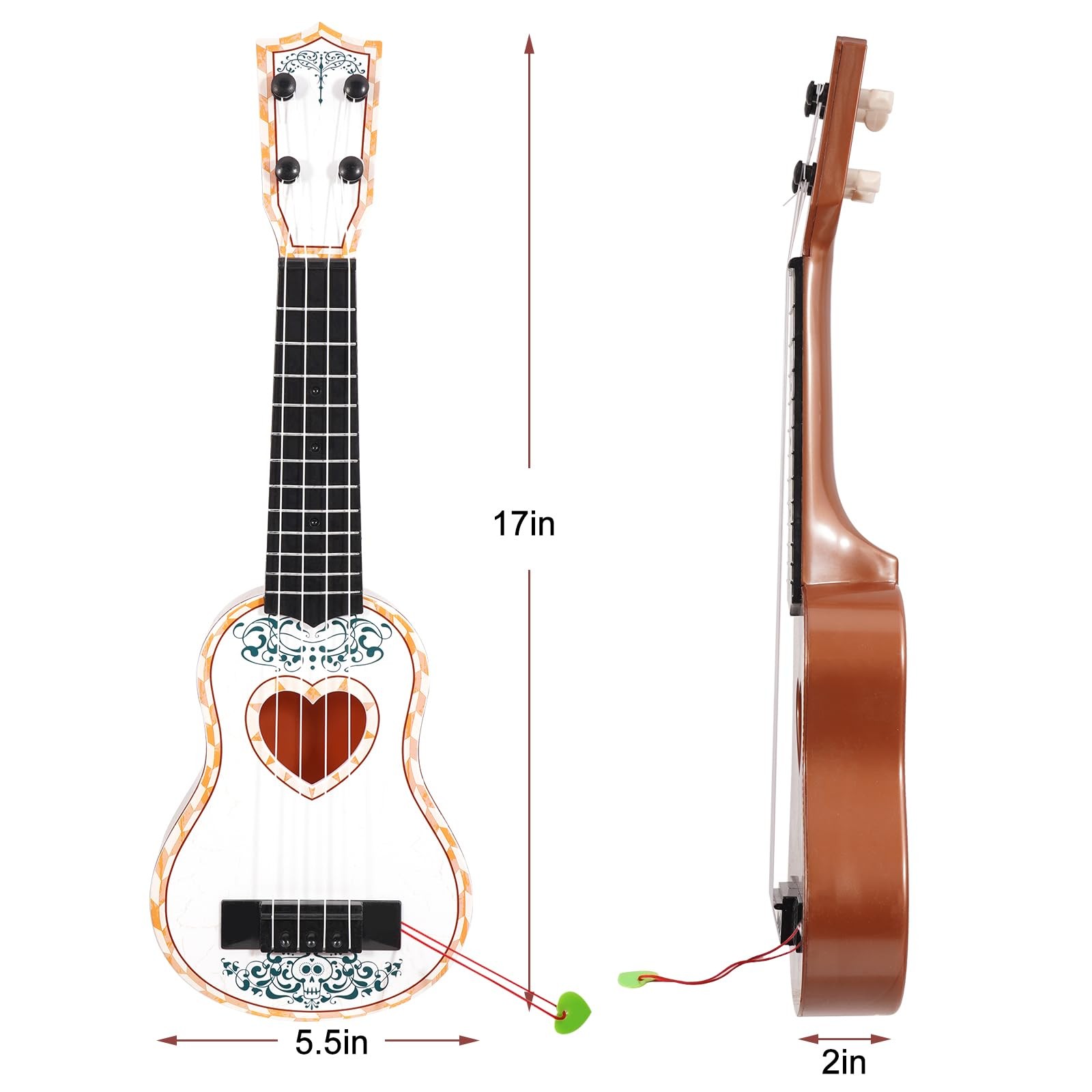 17in Ukulele Guitar for Kids – 4 String Mini Learning Instruments Educational…