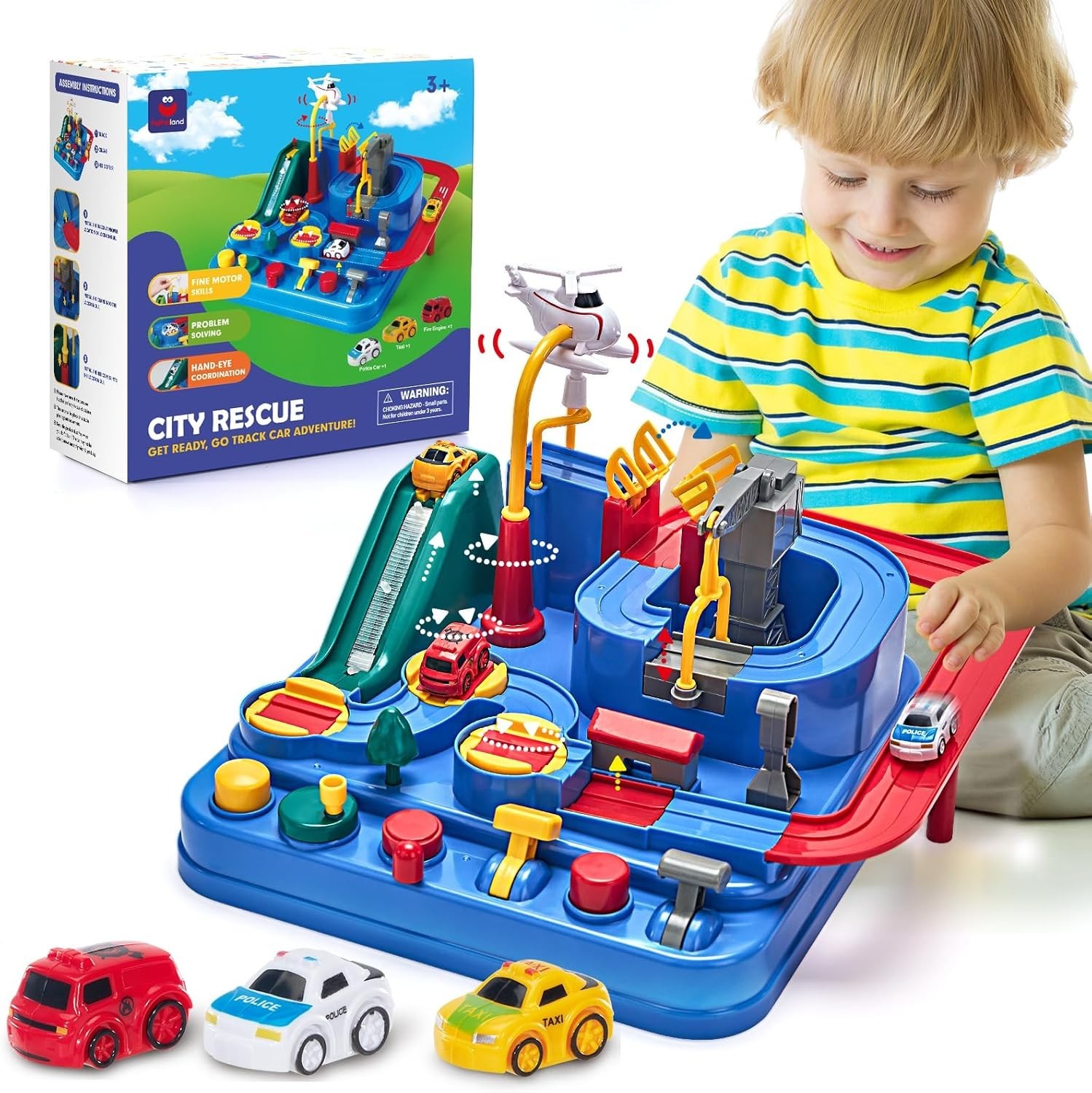 Dynamic Puzzle Track Rescue Racer with 6 Buttons – No Batteries Needed