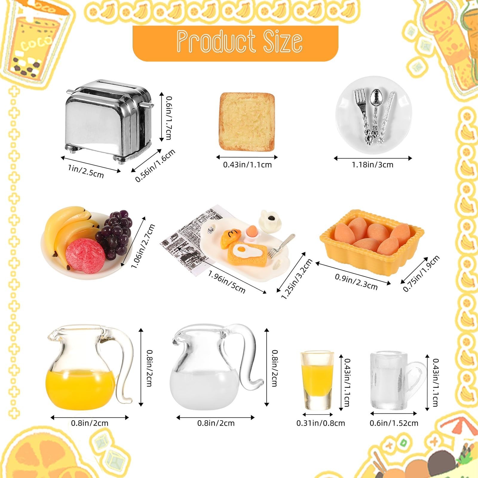 simarro Miniature Dollhouse Breakfast Accessories, 46 Pcs 1:12 Scale Mini Toa…