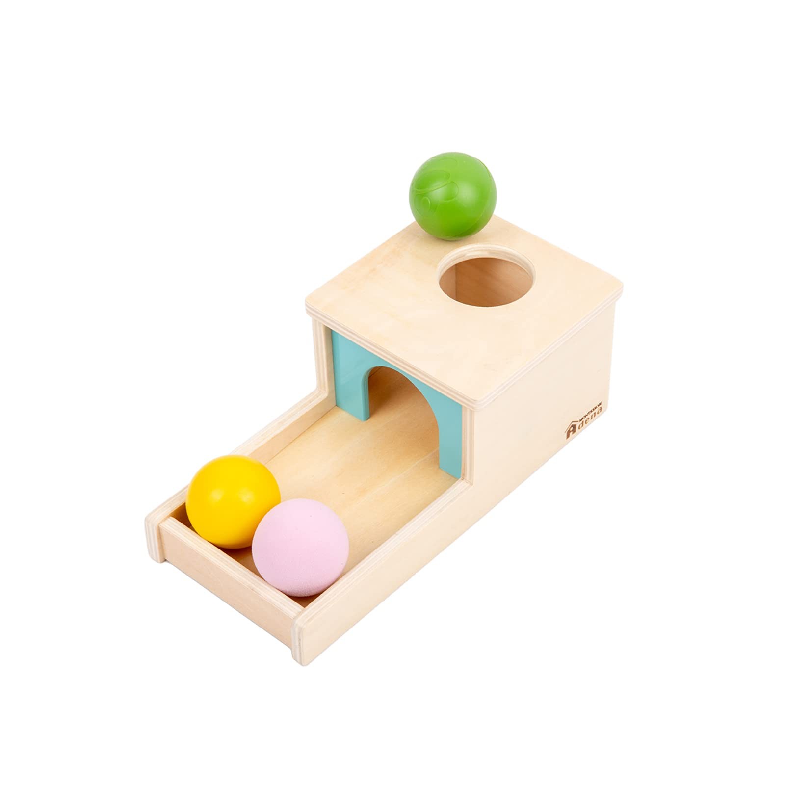 Adena Montessori Wooden Toy for 6-12 Month Baby 3 Balls Medium, Multi-color