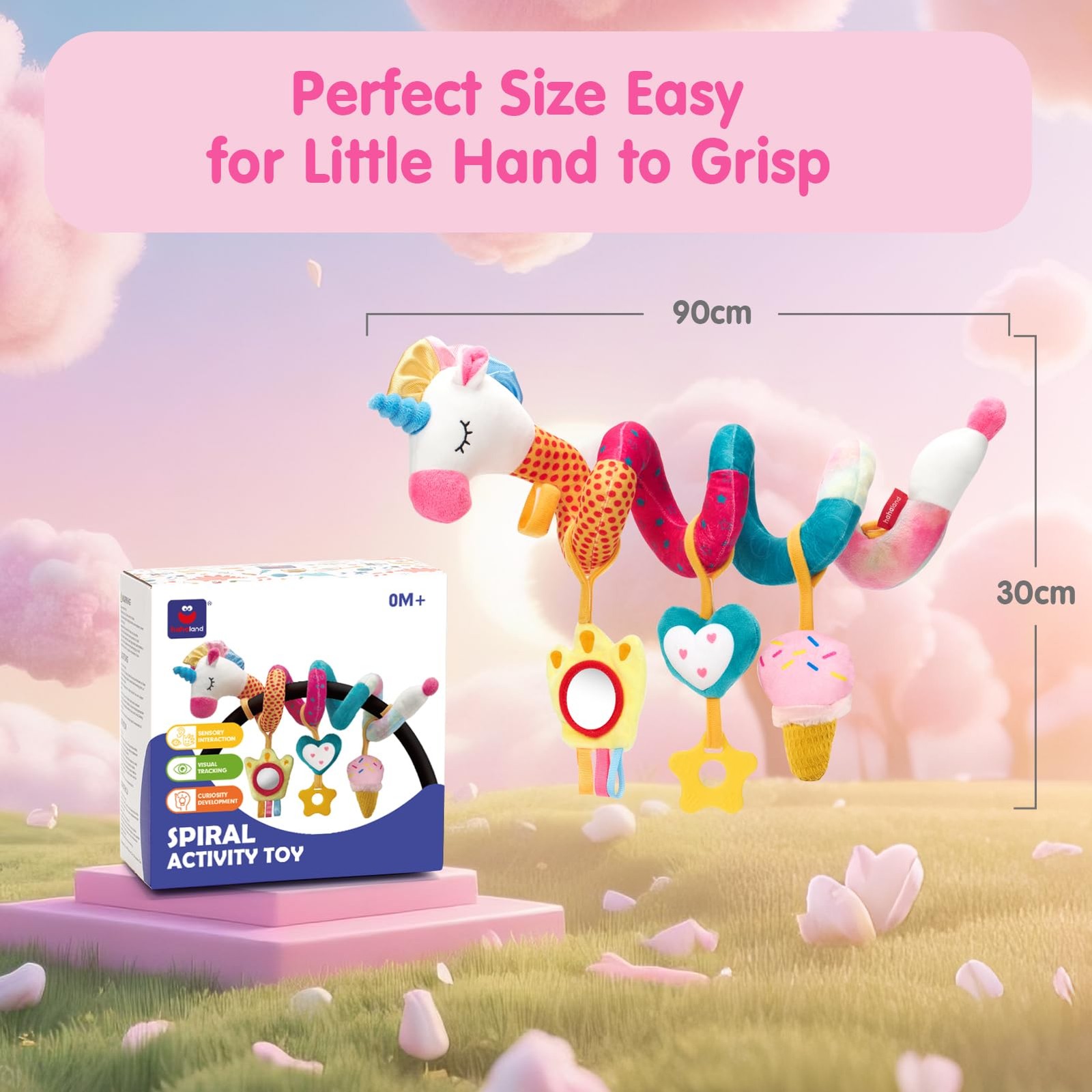 hahaland Car Seat Toys for Babies 0-6 Medium, Pink, Yellow, Blue, Purple