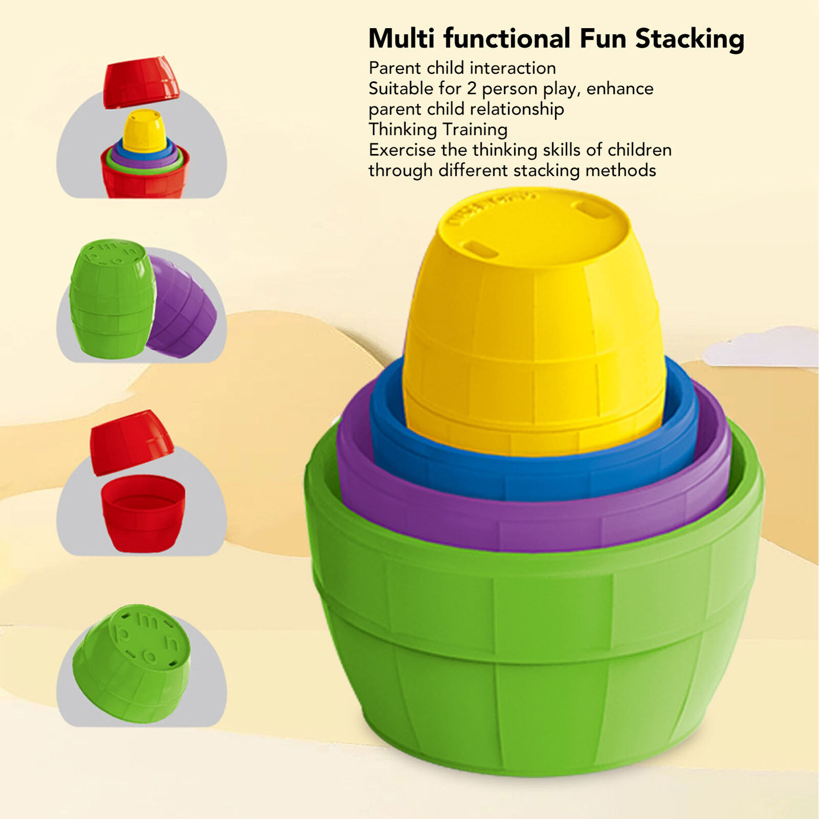 10pcs Kids Nesting Stacking Cups Brain Training Educational Interactive Stacking