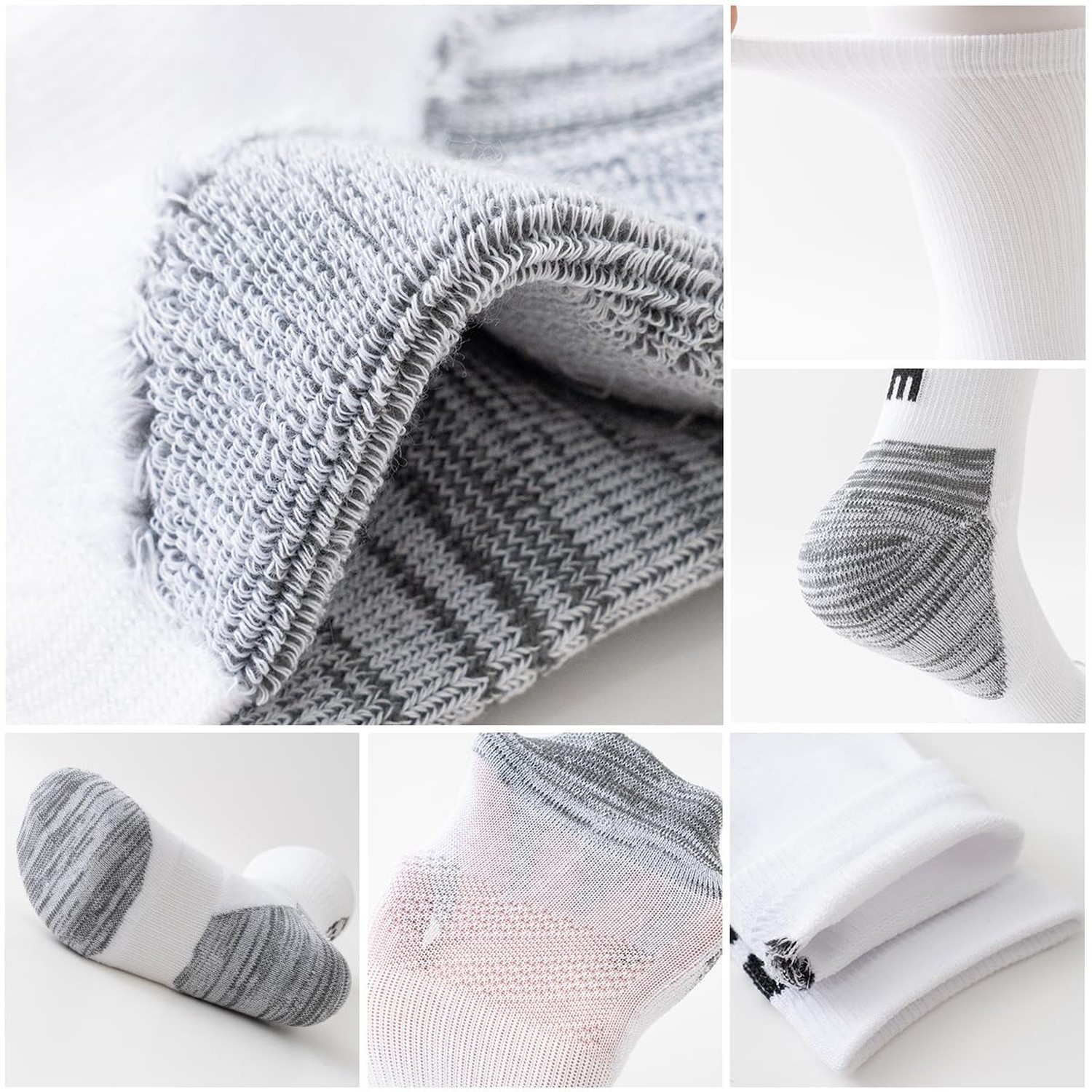 JOYNÉE 6 Pairs Mens Crew Cushion Socks Work Athletic Running Socks Casual B