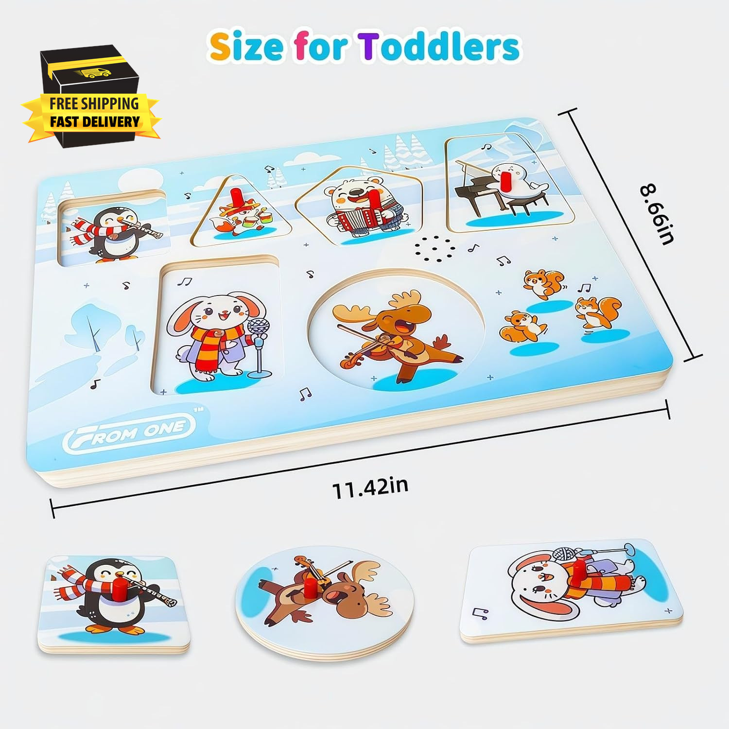 Wooden Sound Puzzles for Toddlers 1-5 with 6 Arctic Animals & Music | 6 Arctic A