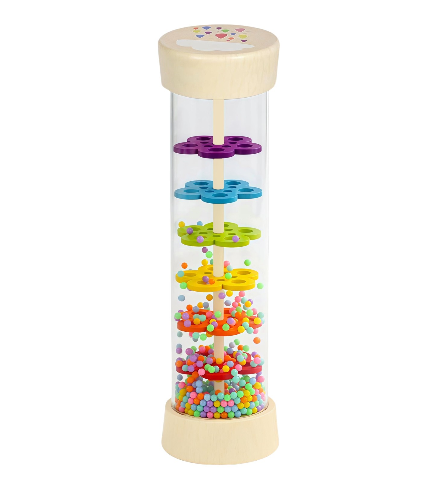 Oneshow Wooden Rain Stick Baby Toys, Montessori 7.7 inch, Iridescent-7.7″