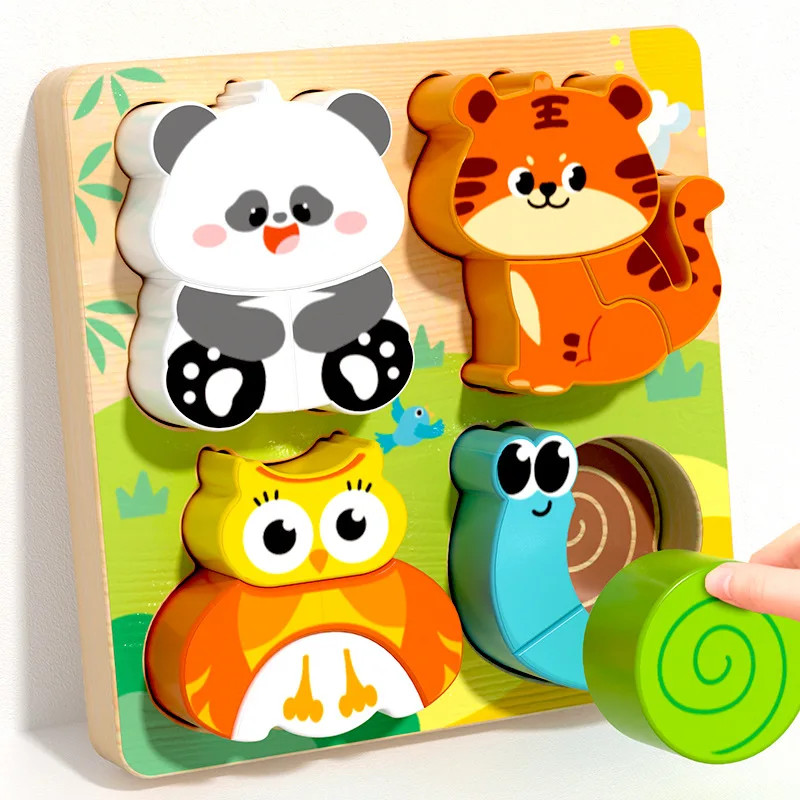 Wooden Shape Matching Building Blocks Kids Learning Toy US