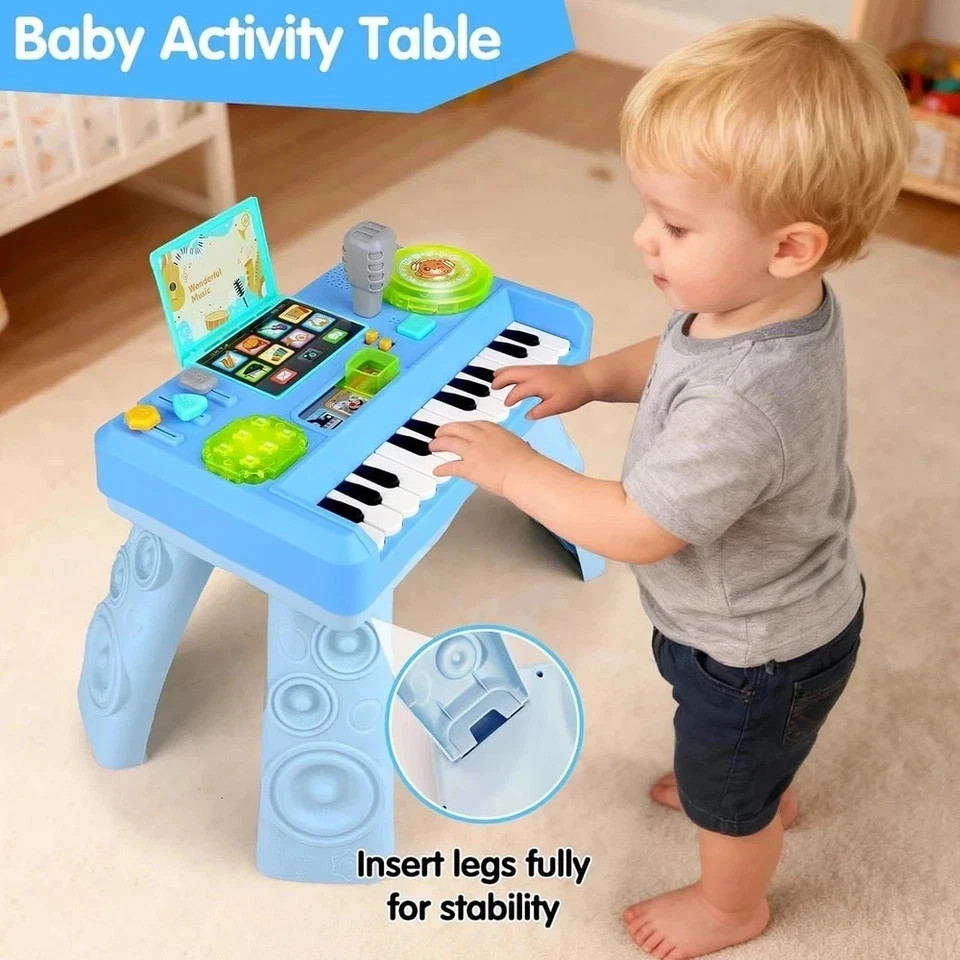 Baby DJ Table for Toddlers 1-3, Baby Musical Piano Toys 6-9-12-18 Months Toddler