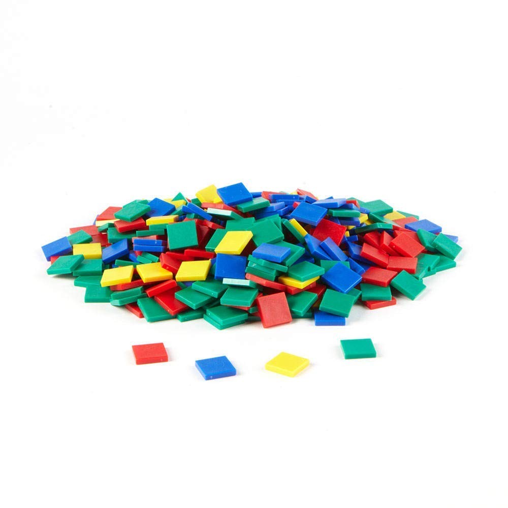 hand2mind Plastic Square Color Tiles, Plastic Bingo Chips, Math Bingo Tokens, Ma