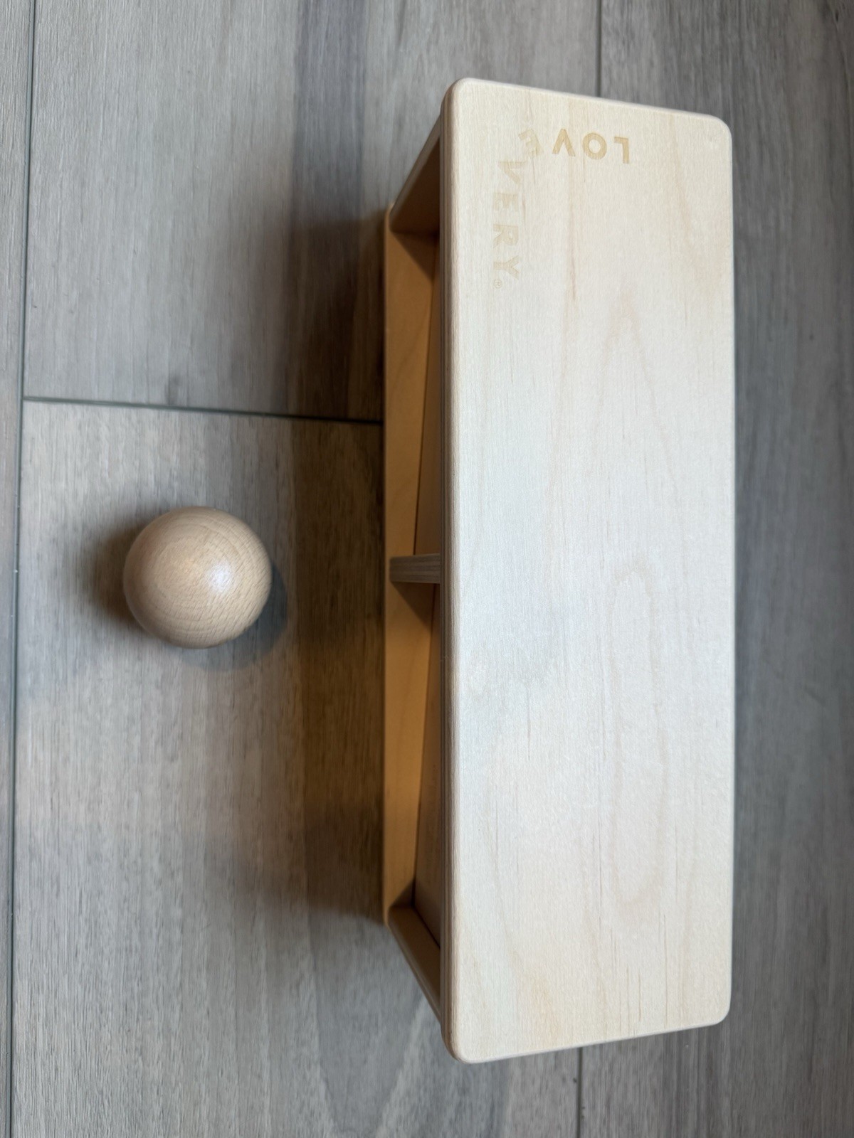 Lovevery Wooden Sliding Top Box with Ball Montessori Toy for 11-12 Months