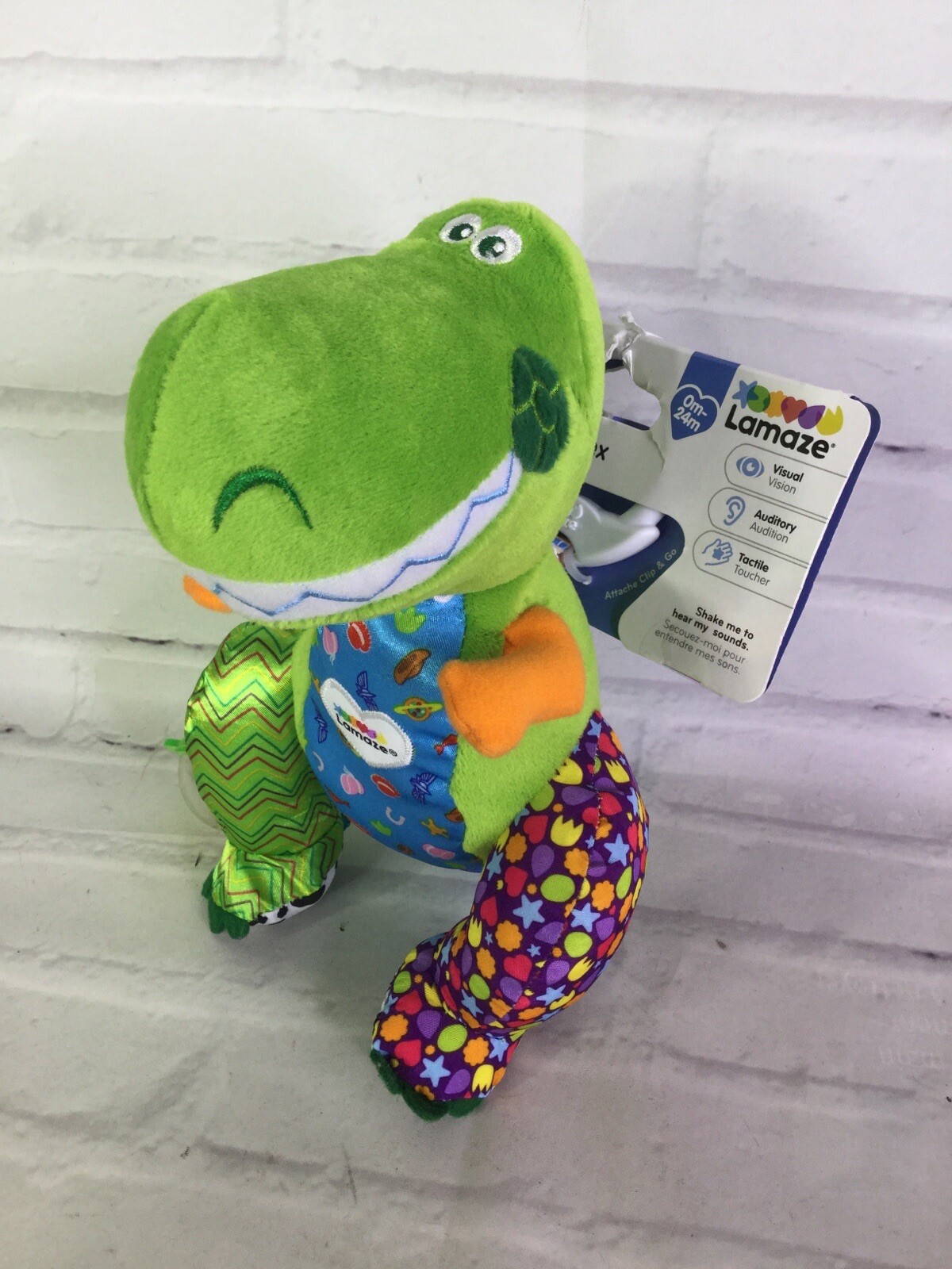 Lamaze Disney Baby Toy Story Clip & Go Rex Dinosaur Crinkle Rattle Plush Toy NEW
