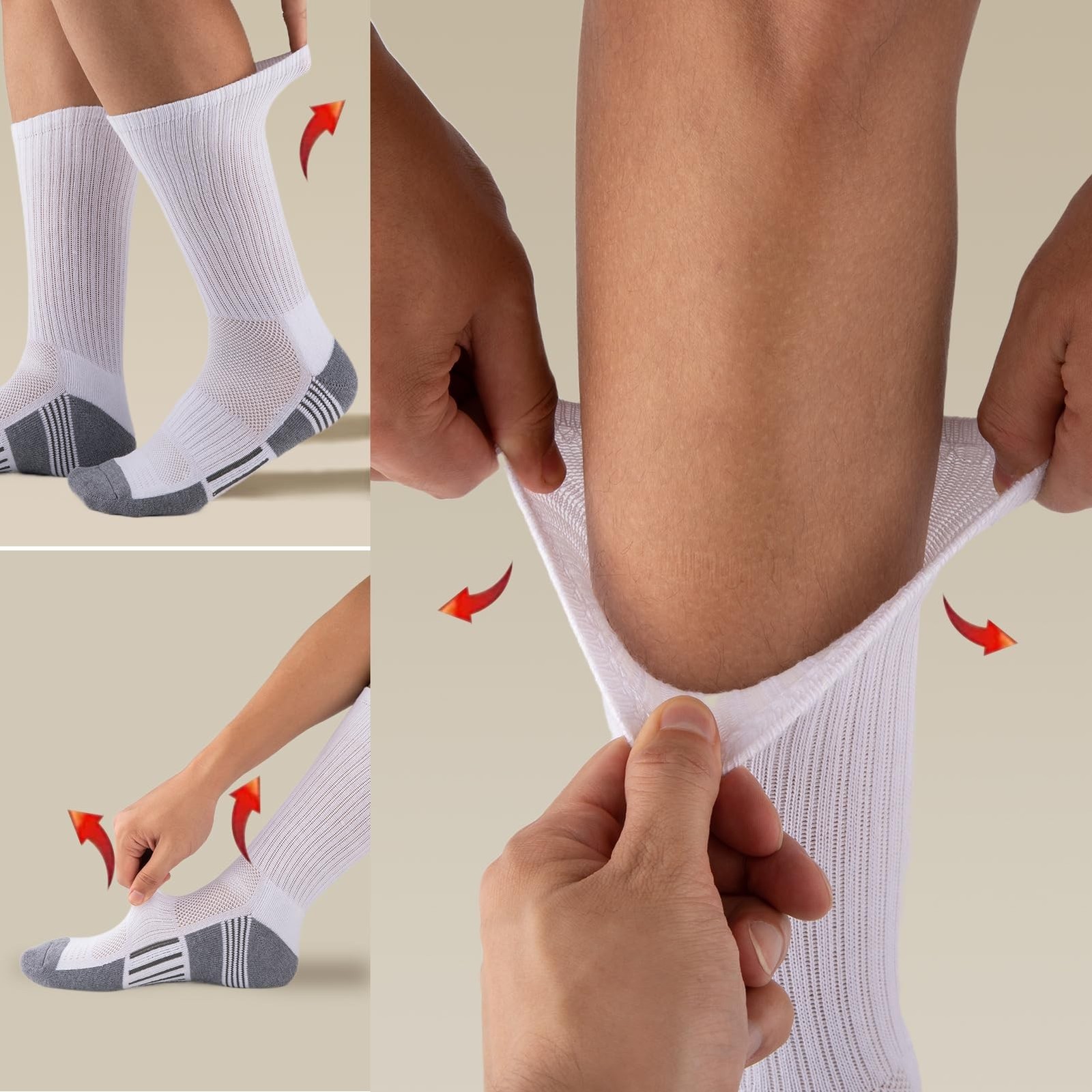 COOVAN 8 Pairs Mens Crew Socks Cushioned Moisture Wicking Athletic Heavy Duty…