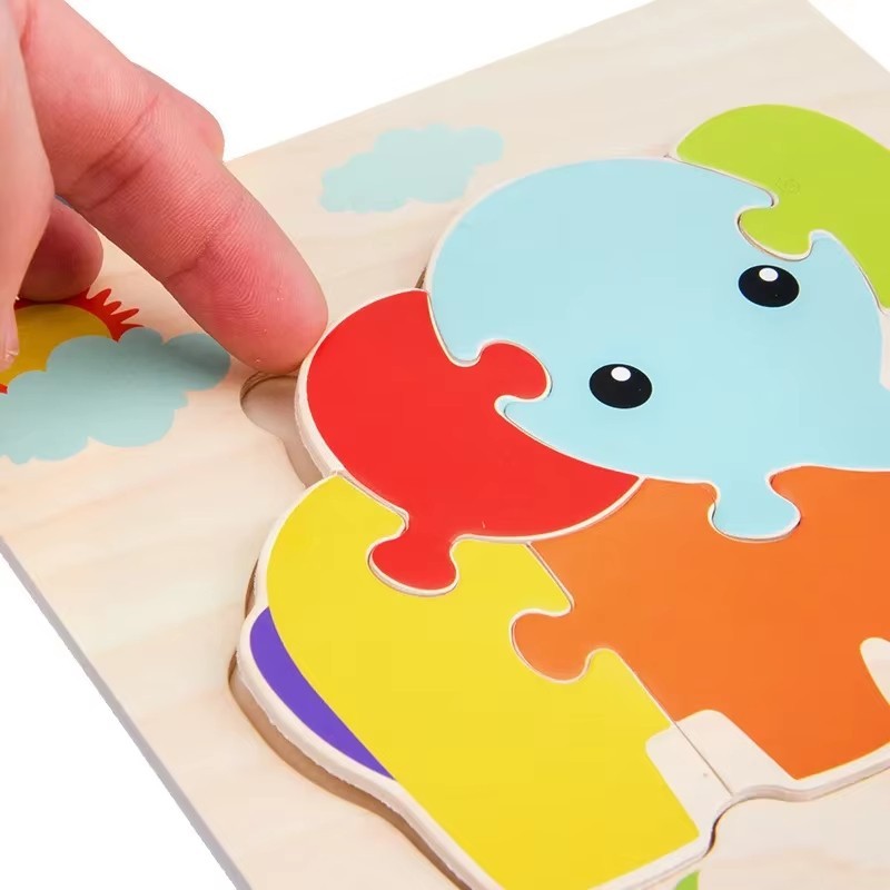 Wooden Cartoon Animal Vehicle Puzzle Toy Educational Learning Game for Kids