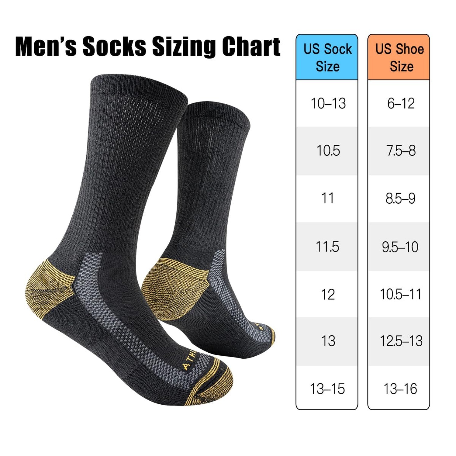 JOYNÉE Mens Athletic Crew Socks 5/10 Pairs Lightweight Cushioned Breathable